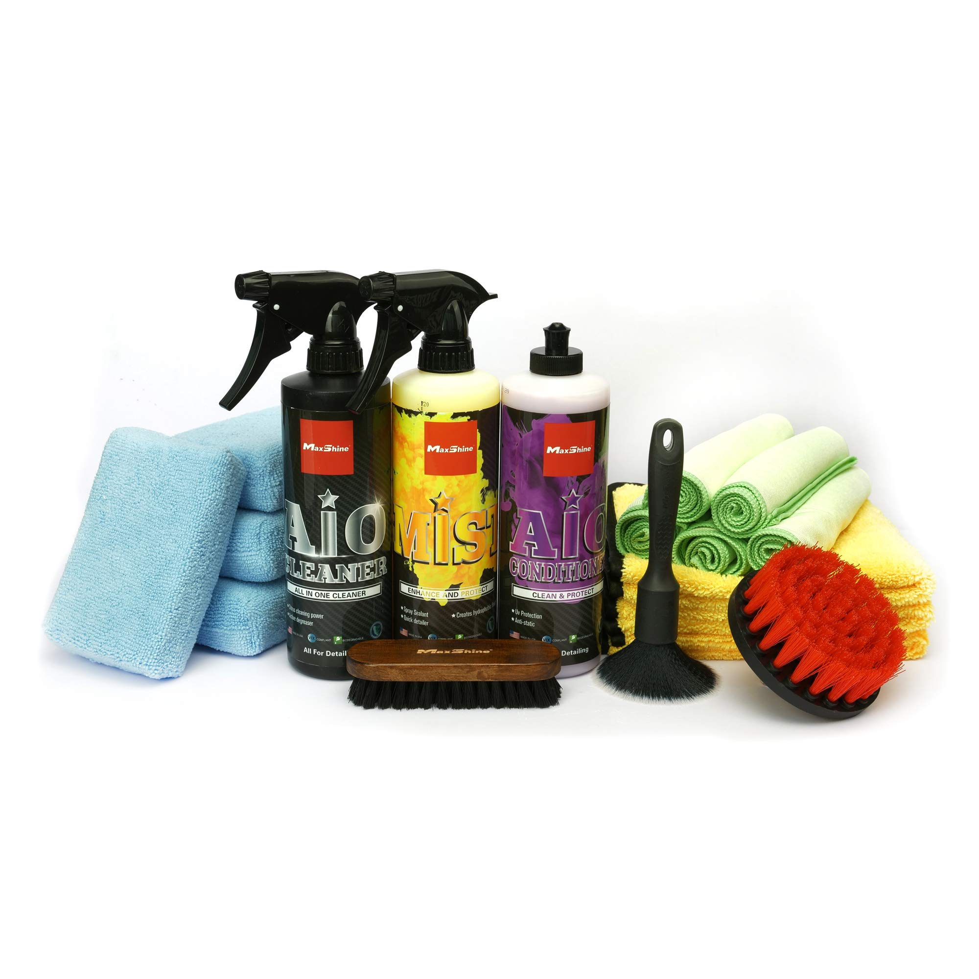 Maxshine All-in-One Interior Cleaner & Protectant Kit - Citrus Scent, Powerful Degreaser, 16oz - Perfect for Car Detailing, Leather Seats & Dashboard Cleaning