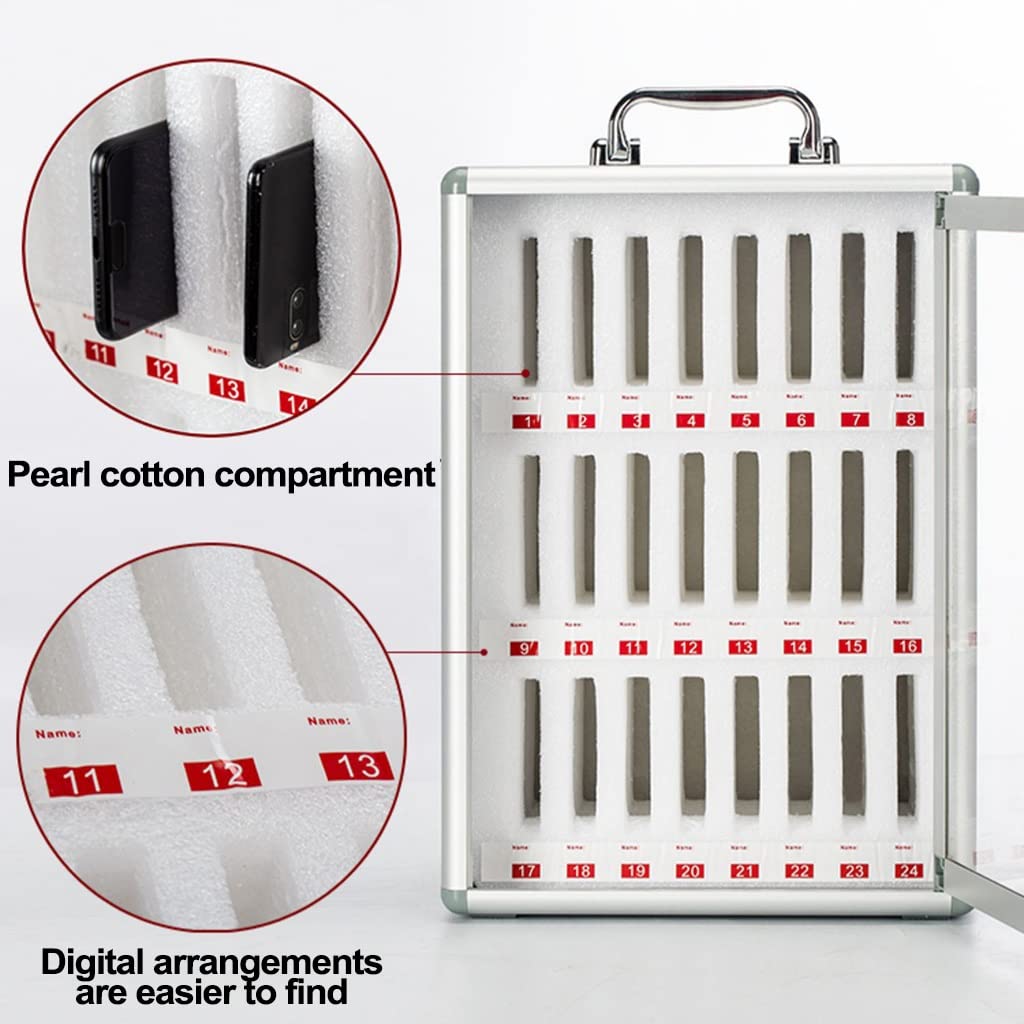 Wall-Mounted Cell Phone Storage Cabinet - Portable Mobile Phone Safe Deposit Box for Schools & Offices - Silver, 12 Inch - Ideal for Classrooms, Meetings & Secure Device Storage