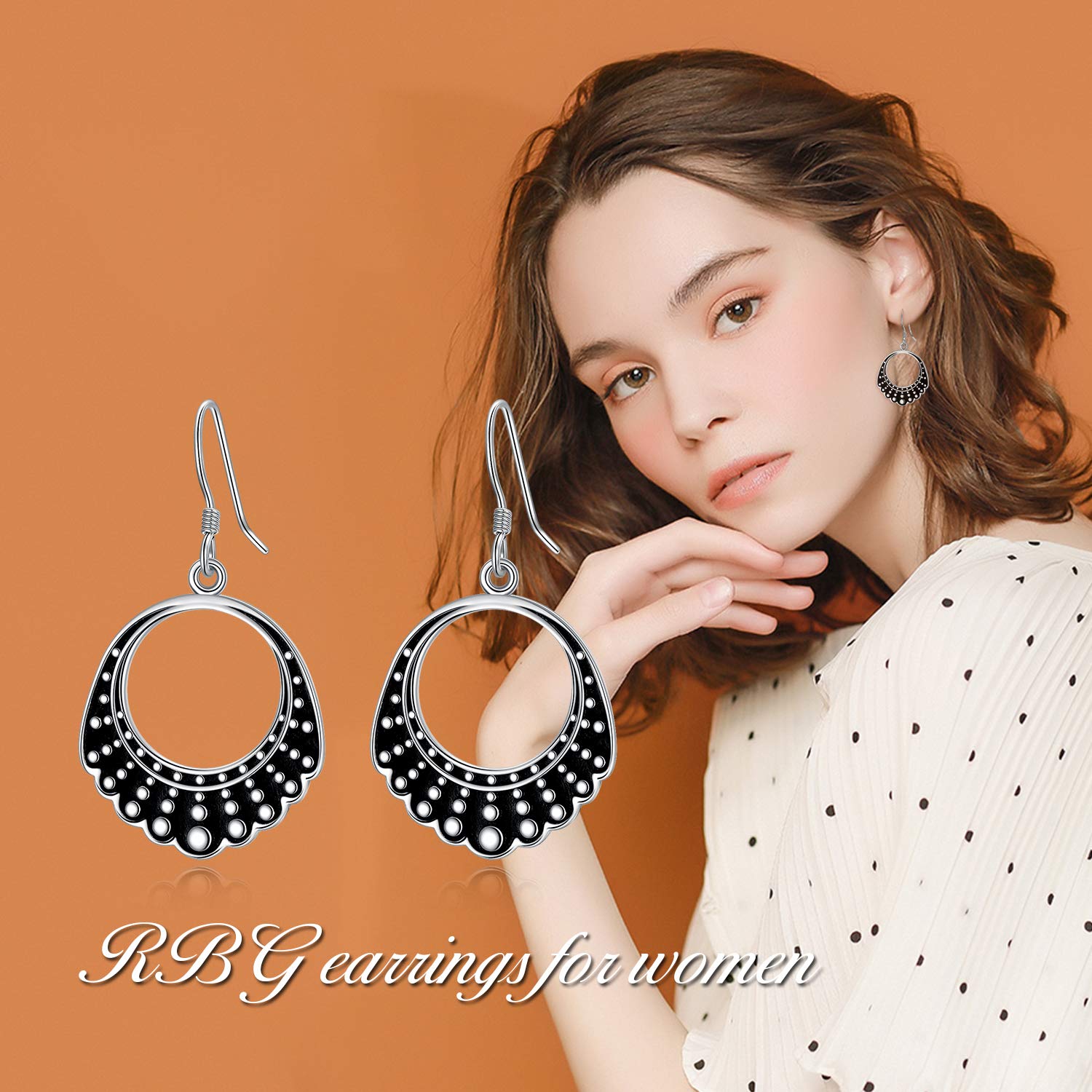 WINNICACA Sterling Silver RBG Dissent Collar Earrings - Dangle Drop Jewelry for Women, Supreme Court Inspired Gifts for Mothers & Ruth Bader Ginsburg Fans - Perfect for Courtroom Style, Feminist Fashion & Special Occasions