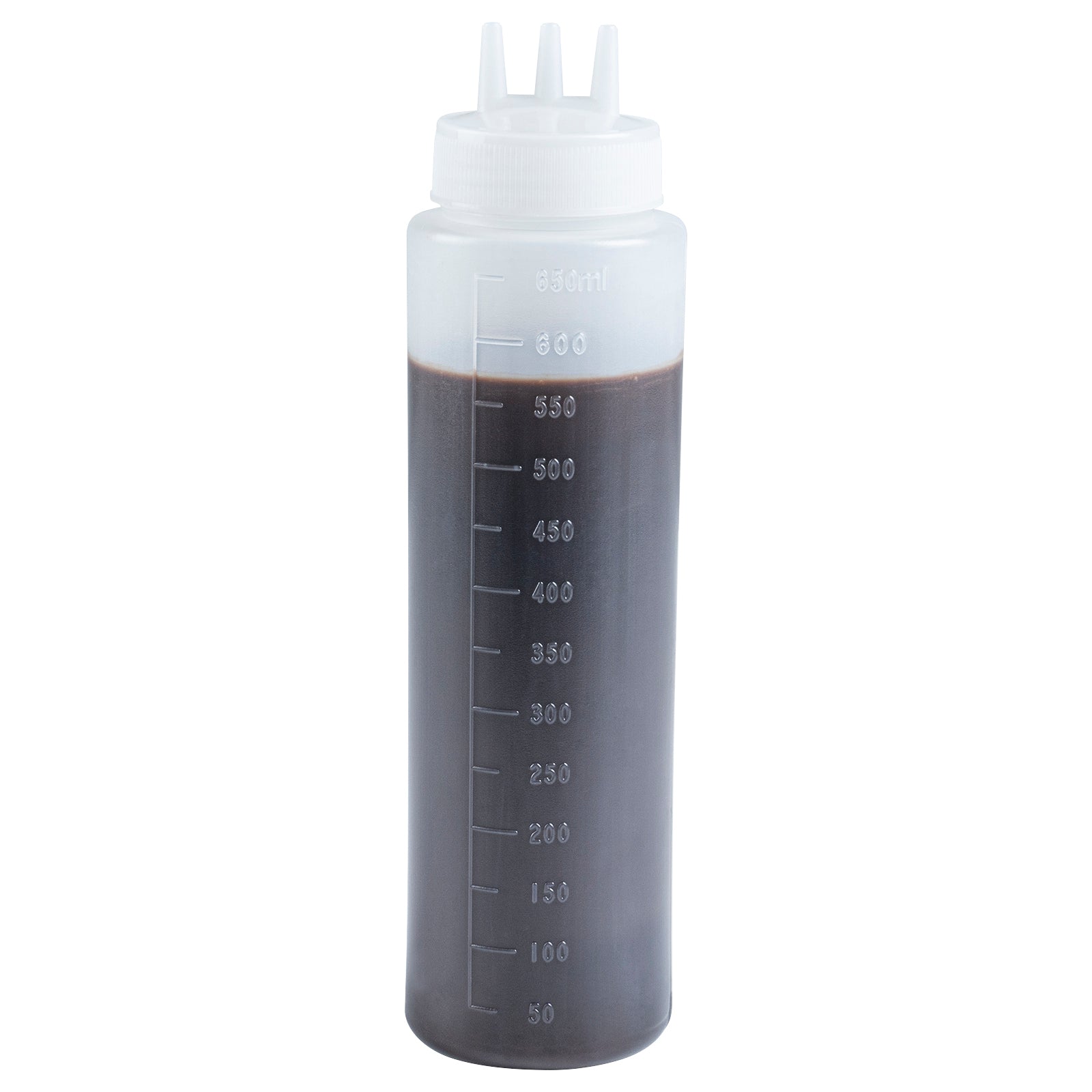 24 oz Clear Plastic All Purpose Squeeze Bottle with Triple Dispersion Tip - 2.5