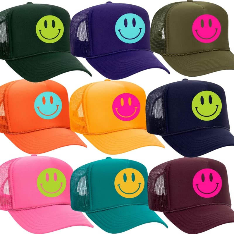 SMIILEY FACE Trucker Hat for Men & Women - Adjustable Snapback Baseball Cap with Mesh Back - Perfect for Outdoor Activities, Sports & Casual Wear