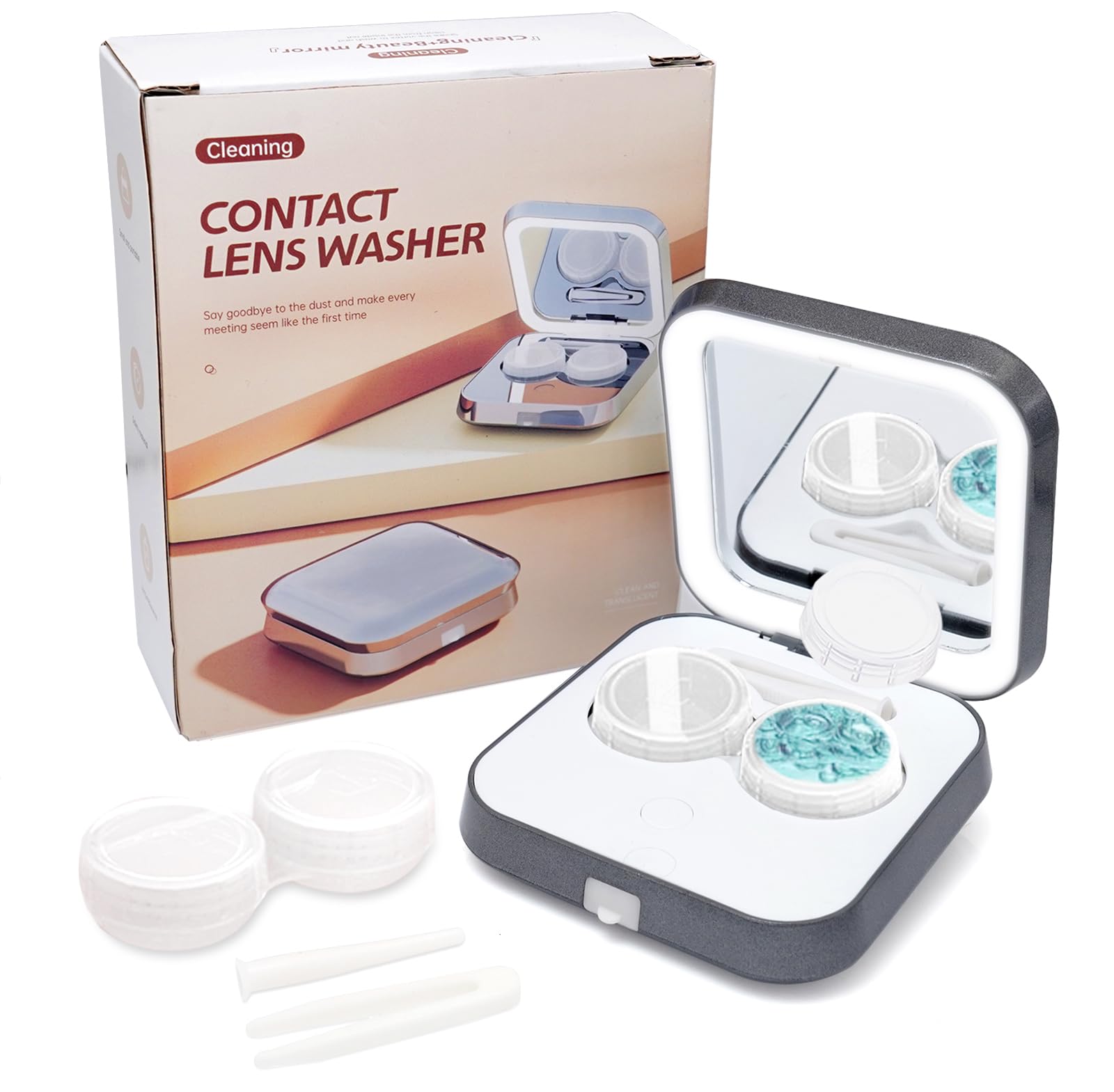 Portable Ultrasonic Contact Lens Cleaner Machine with USB Charger & LED Light - Compact Travel-Friendly Lens Case for Daily Use | Perfect for Travel, Home, and Office Use