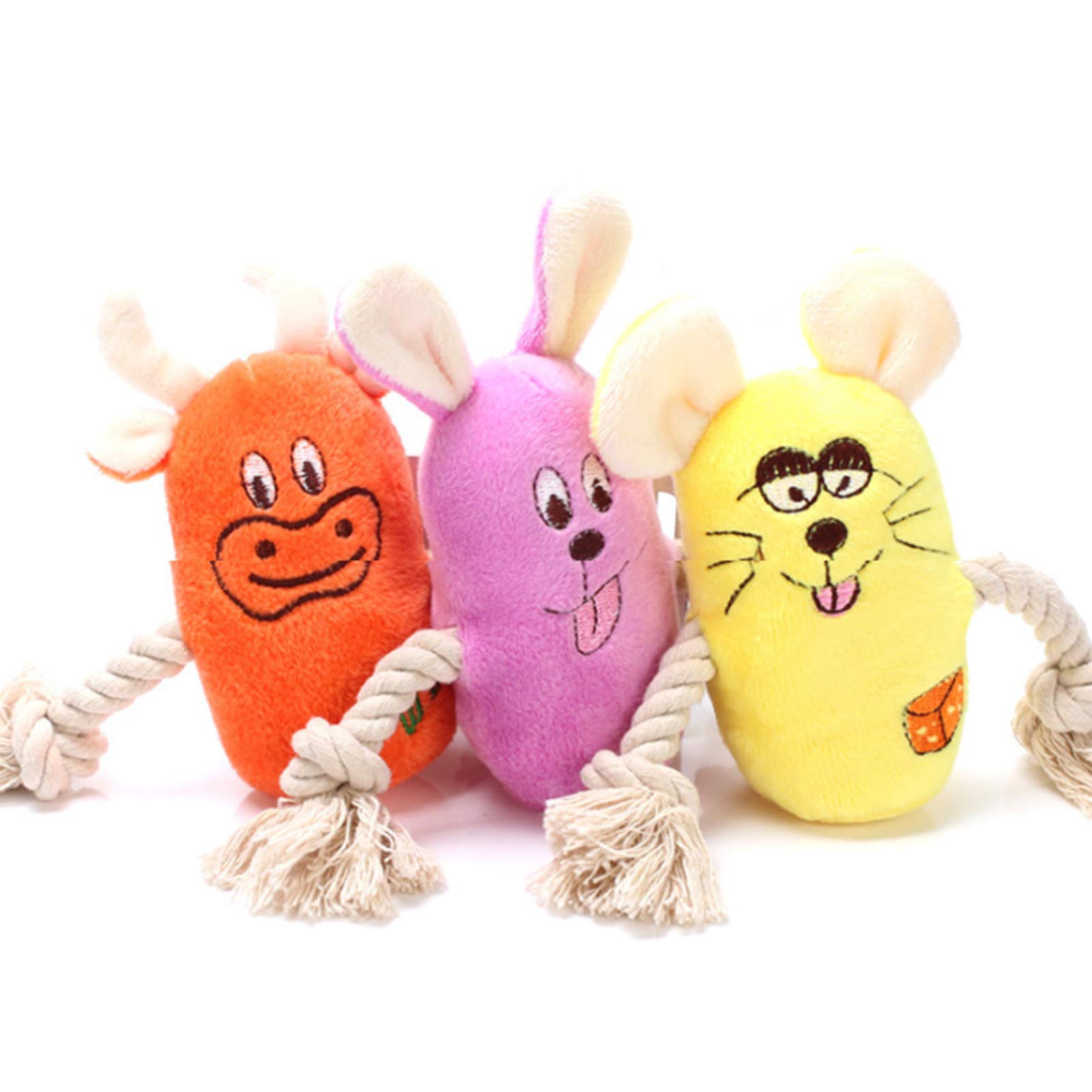 Durable Plush Dog Chew Toys with Squeaker - Bite-Resistant, Teeth Cleaning Pet Supplies for Small & Medium Dogs - Orange Squeaky Toy for Playtime & Dental Care