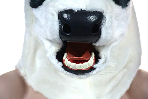 SHENGUS Halloween Party Mask - Realistic Moving Mouth Cow Mask, Furry Animal Costume Accessory for Adults & Kids (Black) - Perfect for Halloween Parties, Cosplay, and Themed Events