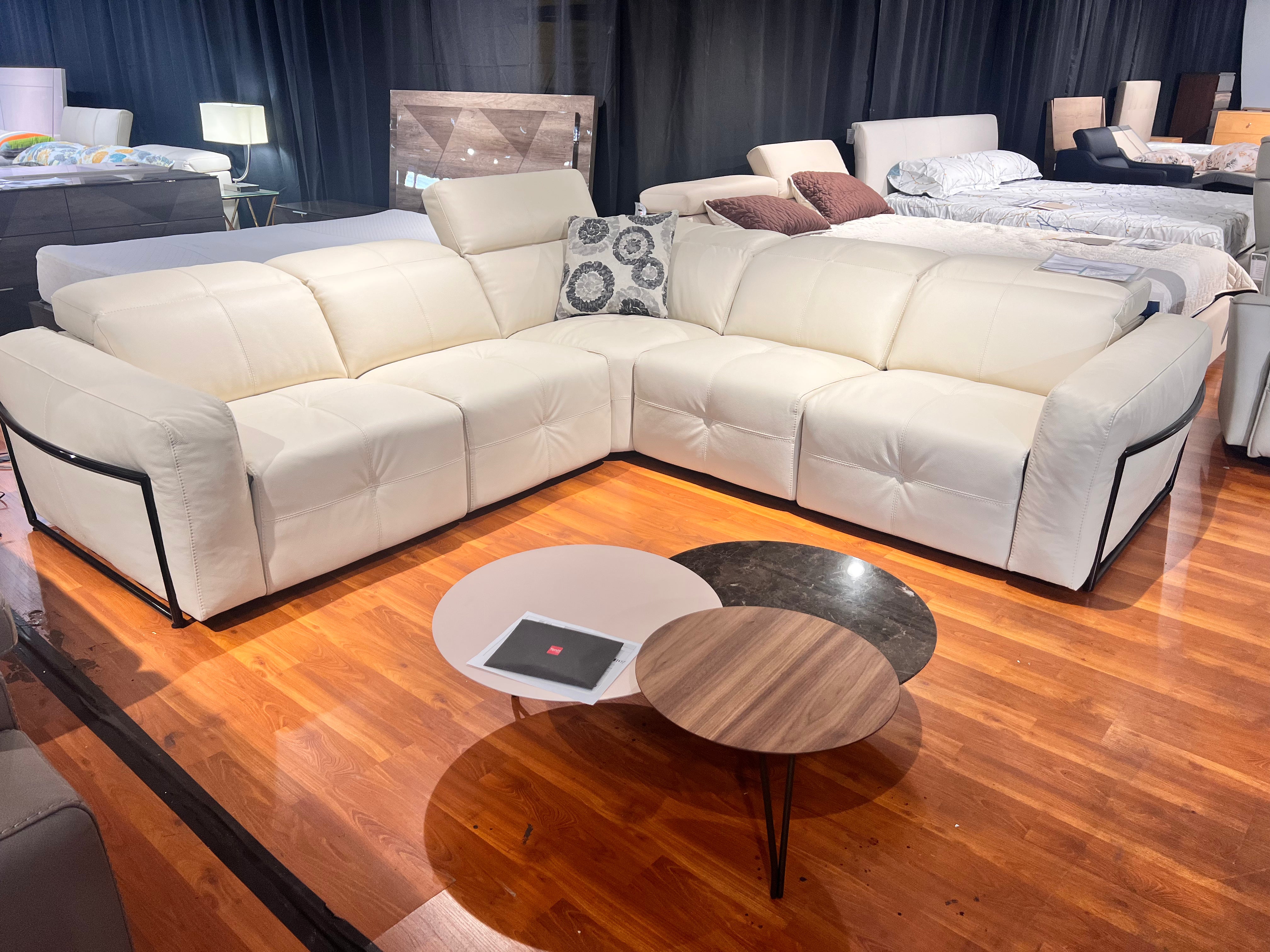ALPA SALOTTI MADISON 5-Piece Sectional Sofa with 3 Recliners - Modern L-Shaped Living Room Furniture for Home Theater & Family Gatherings