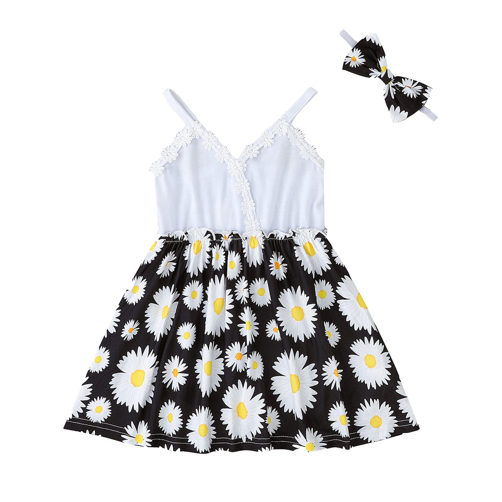 Toddler Girls Floral Princess Dress Set - Sleeveless Suspenders Dress & Headband for Summer | Perfect for Birthday Parties, Photo Shoots & Outdoor Play