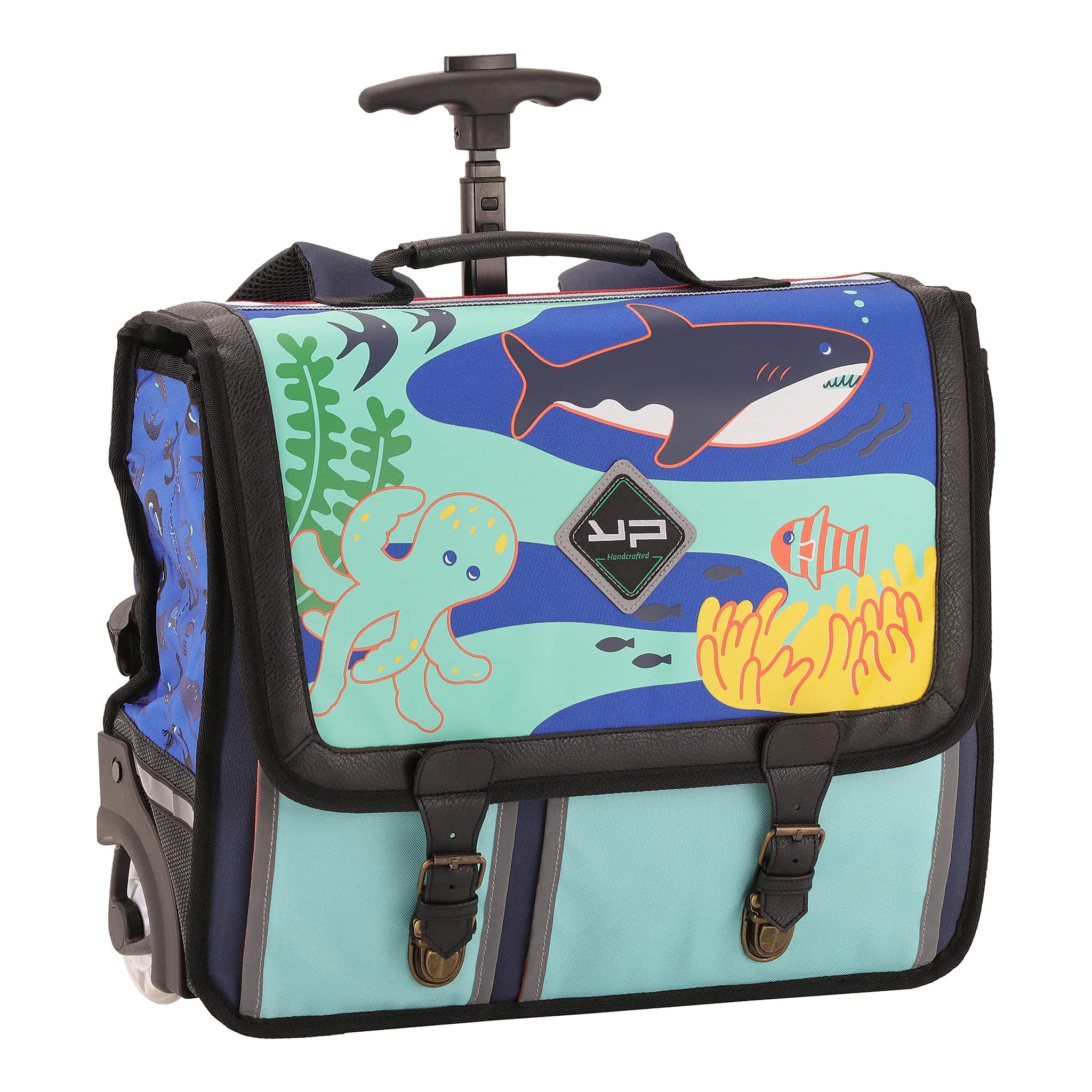 BODYPACK 41cm Rolling School Backpack - Lightweight Trolley Bag for Kids & Teens, Durable Travel Backpack with Wheels for School, College, Gym & Daily Use - Ocean Blue Design