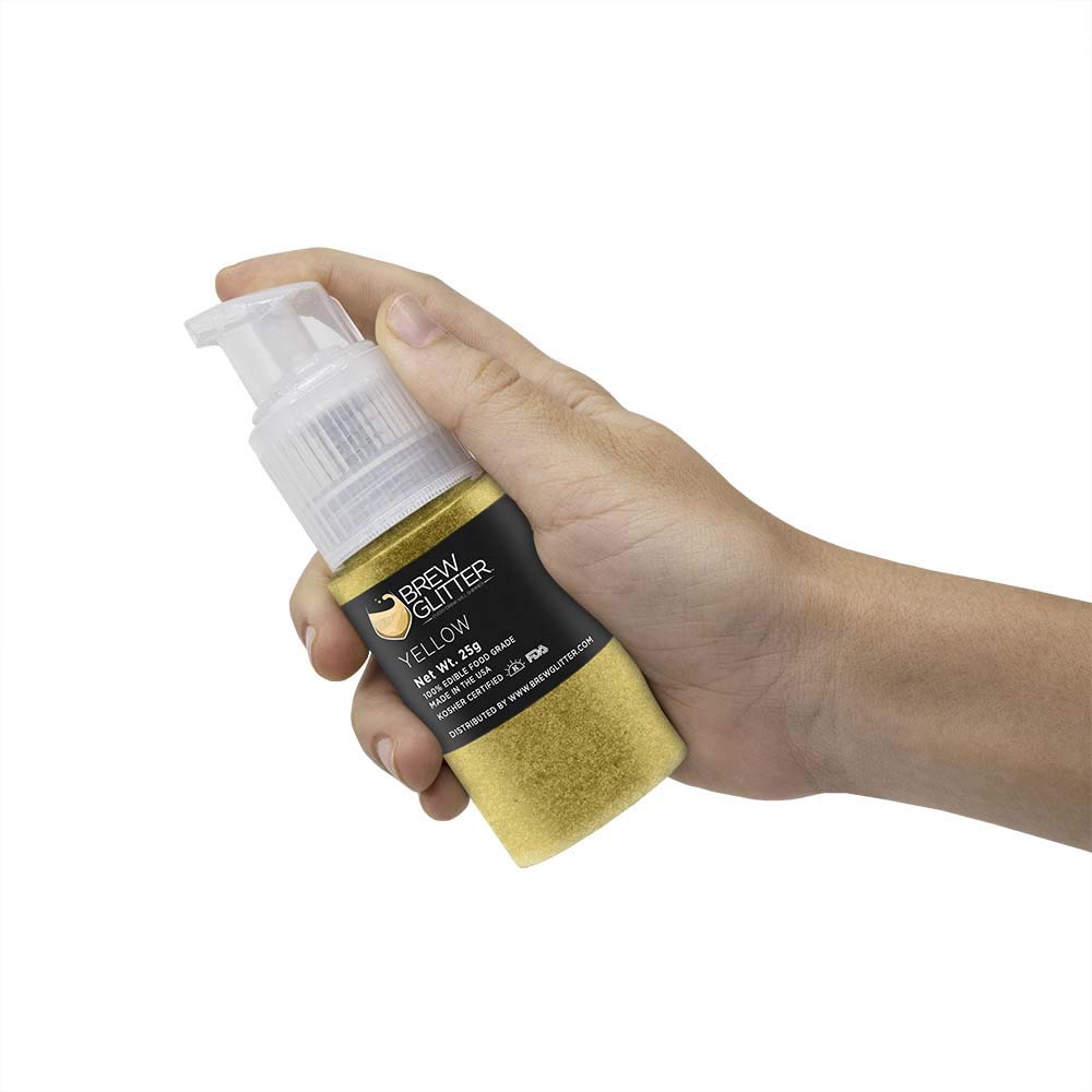 Yellow Edible Glitter for Drinks - KOSHER & HALAL Certified 100% Food Grade | Vegan, Gluten & Nut Free | Perfect for Cocktails, Beer Garnish & Beverage Decoration (25g Spray Pump)