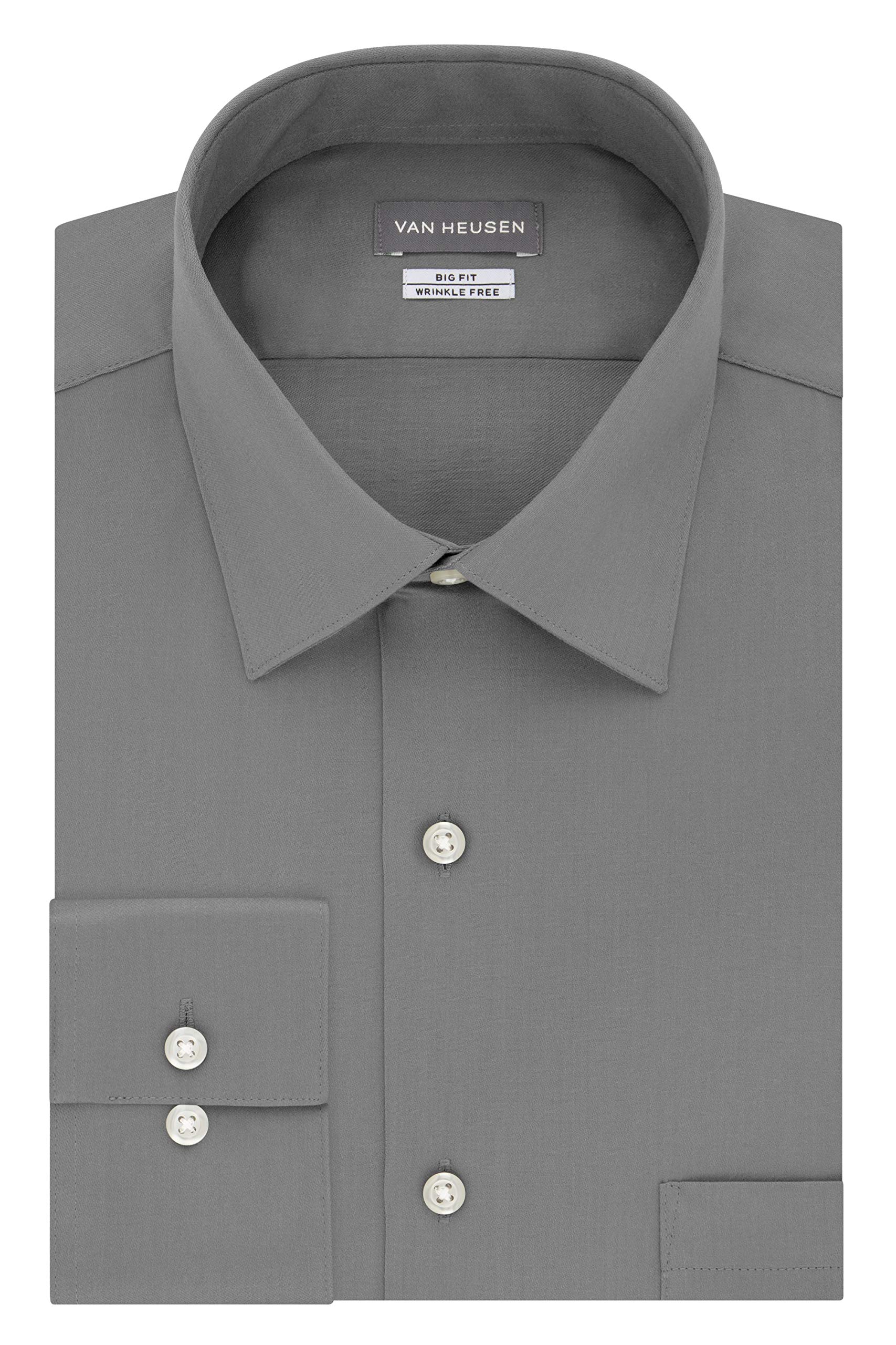 Van Heusen Men's Big & Tall Dress Shirts - Lux Sateen Solid Button Down Shirt for Business & Formal Occasions
