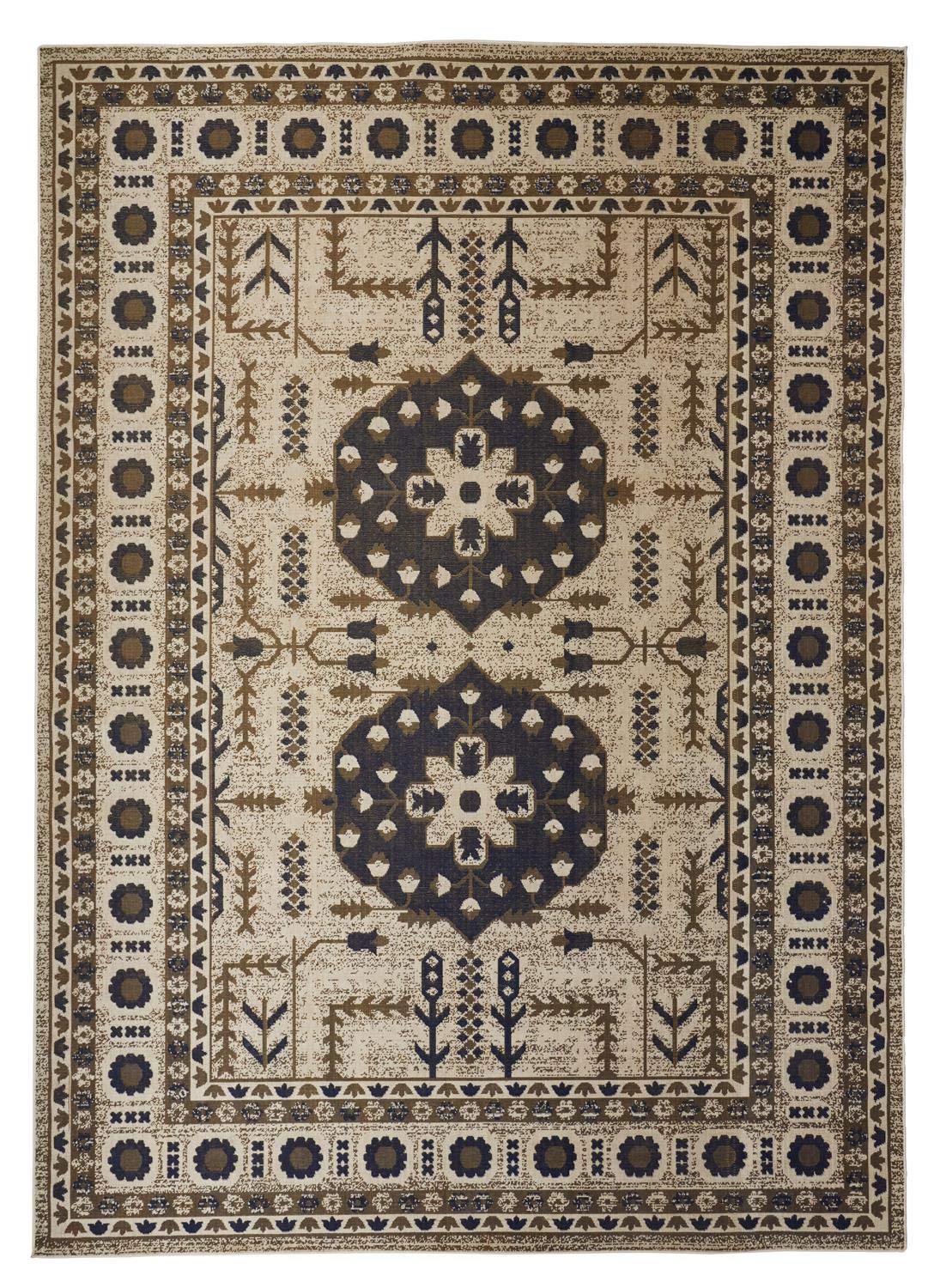 Feizy Rugs Foster Collection Transitional Ornamental Area Rug - Blue & Beige 10x13 Feet for Living Room, Bedroom & Office Decor