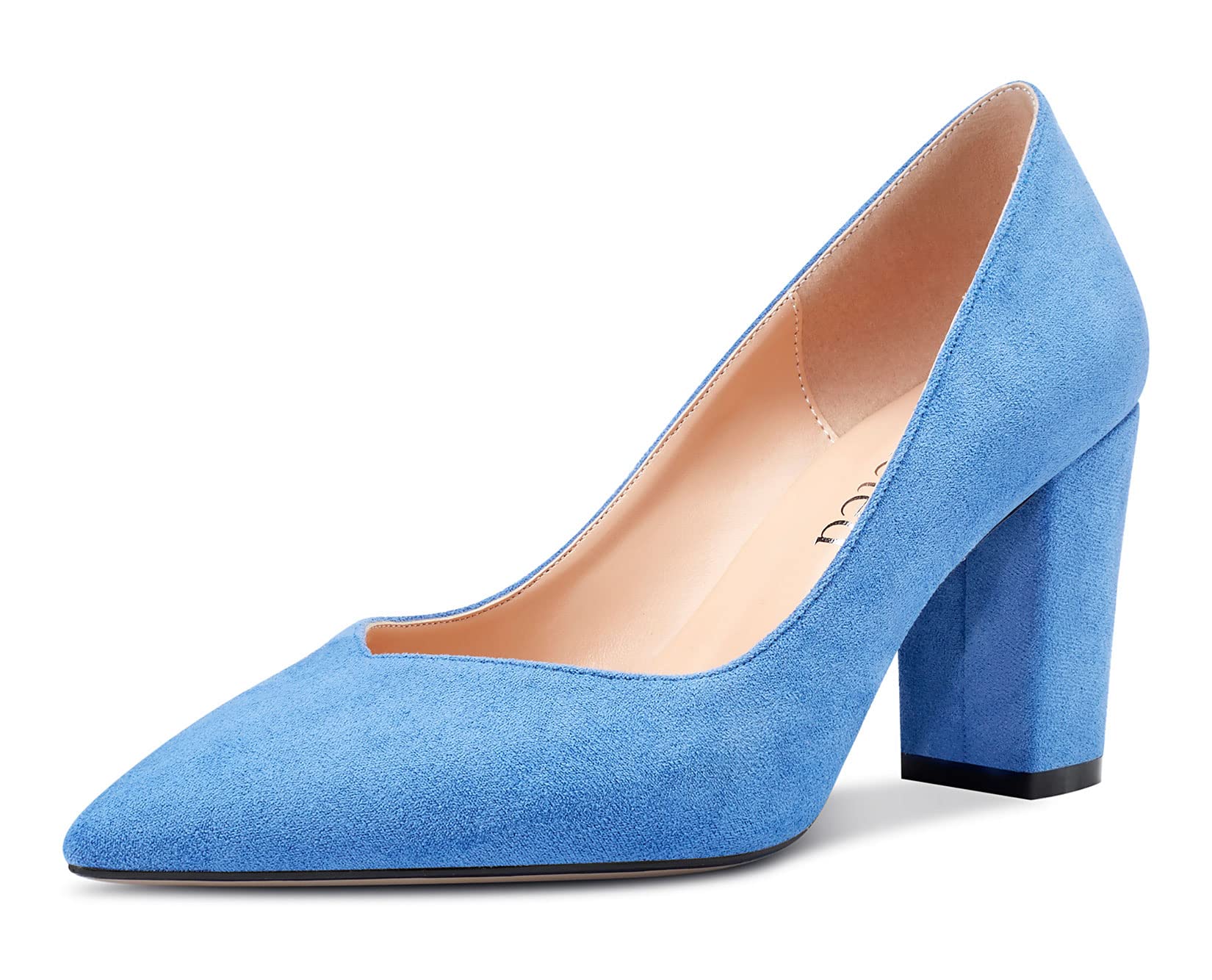 Saekcted Women's Chunky Heel Pumps - 3 Inch Block Heels Pointed-Toe Dress Shoes for Wedding, Dinner & Office Wear | Comfortable High Heels for Women