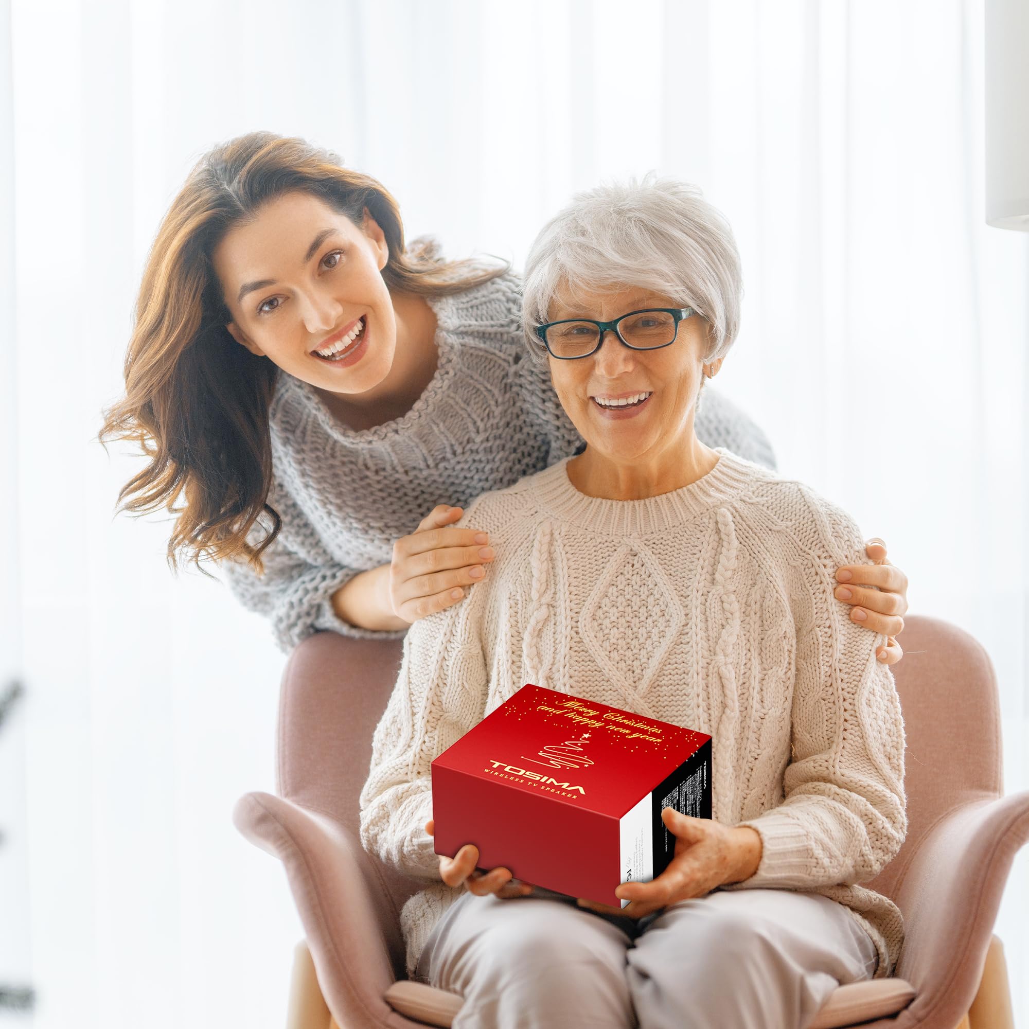Tosima TV-8000 Wireless TV Speakers for Hard of Hearing - Voice Enhancing TV Soundbar with 1000mAh Rechargeable Battery, 8-Hour Playtime, 2.4G RF Transmitter & 100ft Range - Ideal for Seniors, Elderly & Home Theater Use