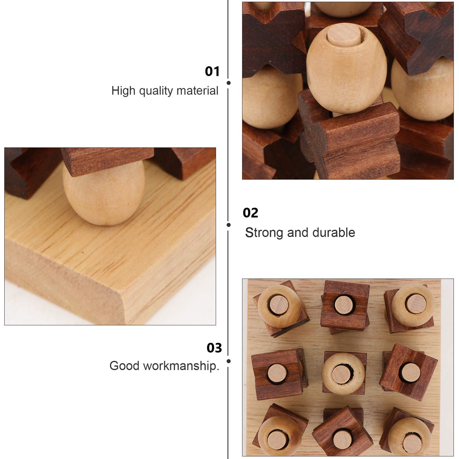 Kisangel 3D Wooden Toe Tic Tac Toe Board Game Set for Kids & Adults - Family Strategy Tabletop Game for Indoor Parties, Camping Trips & Classroom Activities
