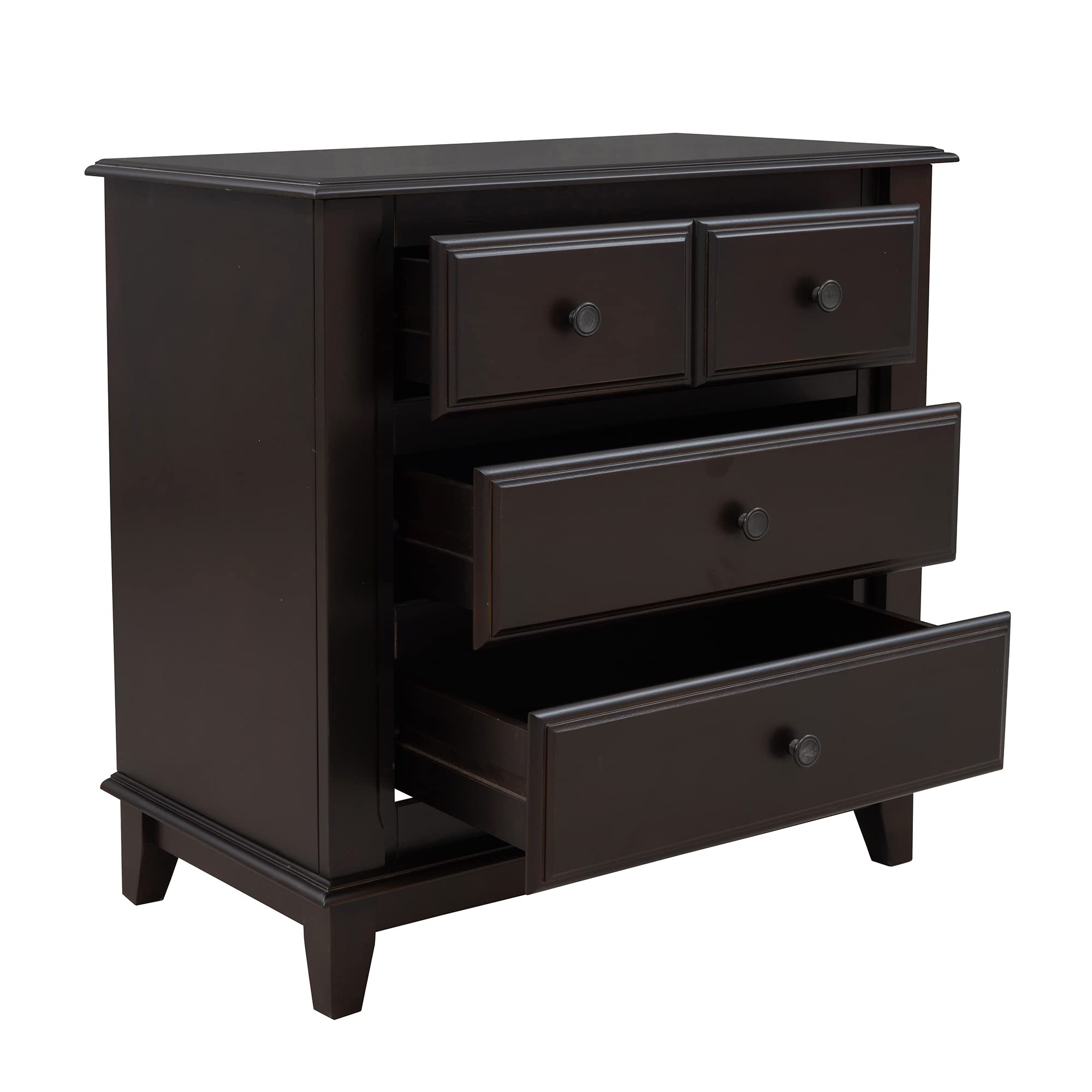 Modern Wooden Nightstand with 3 Drawers - Espresso Brown Bedside Table for Bedroom, Living Room | Compact Storage Solution for Small Spaces, Perfect for Holding Books, Lamps & Bedroom Essentials