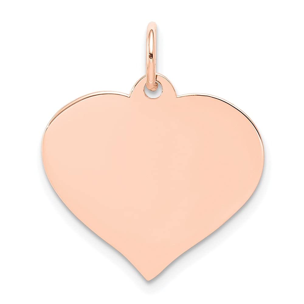 14K Rose Gold Heart Disc Charm Pendant Necklace for Women - Dainty Fine Jewelry Gift for Her, Valentine's Day, Anniversary & Special Occasions