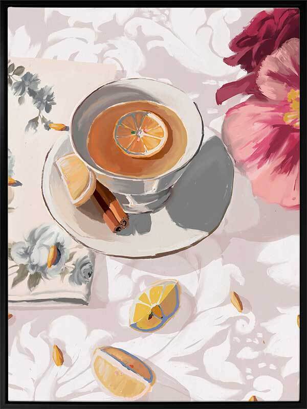 Elegant A Cup of Tea Canvas Art Print - Handmade Tea Painting for Home & Office Decor - Perfect for Living Room, Bedroom or Tea Shop Wall Art