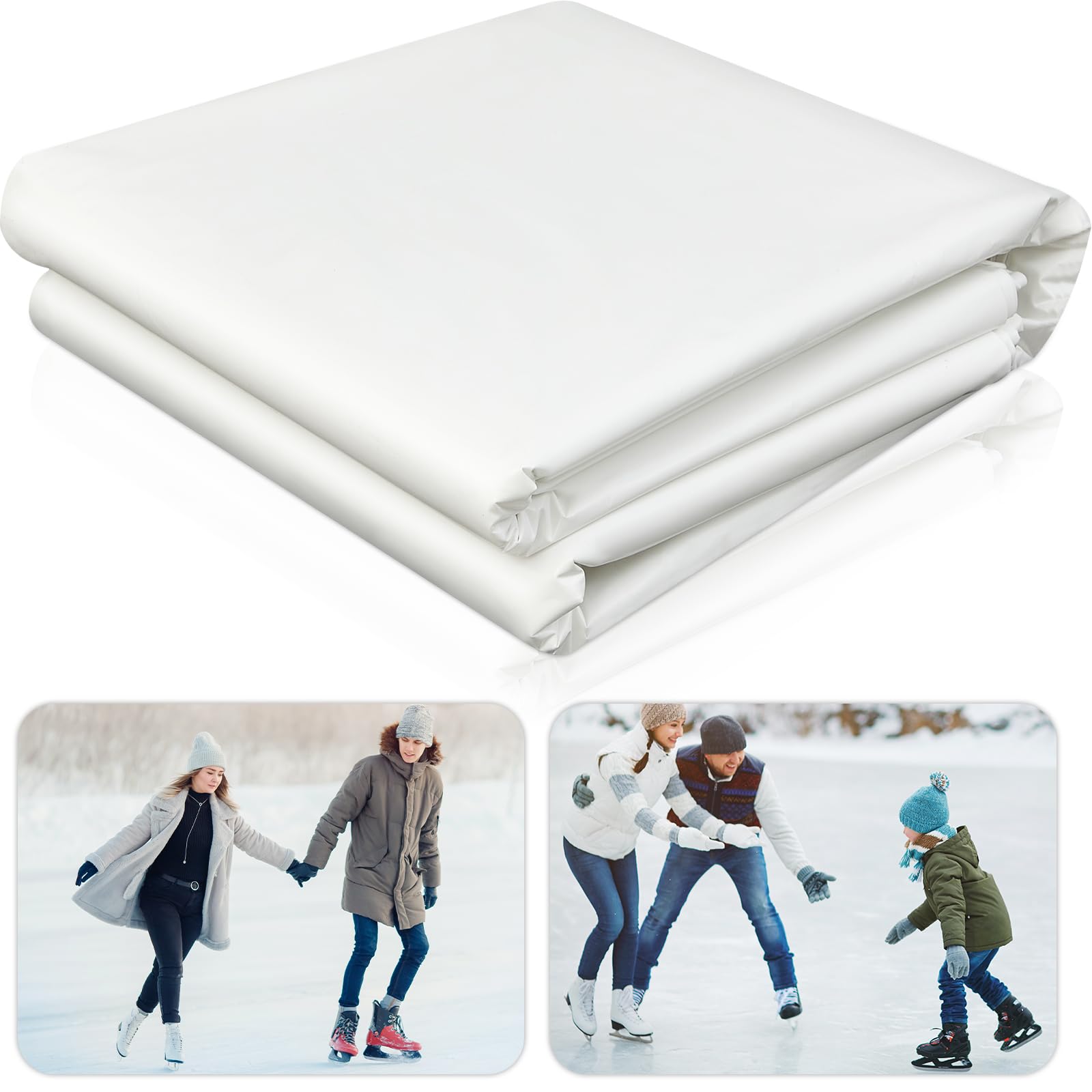 6 Mil White Ice Rink Liner - DIY Backyard Skating Rink Replacement Tarp for Hockey Practice & Ice Skating Training | Perfect for Home Use, Winter Sports & Family Fun