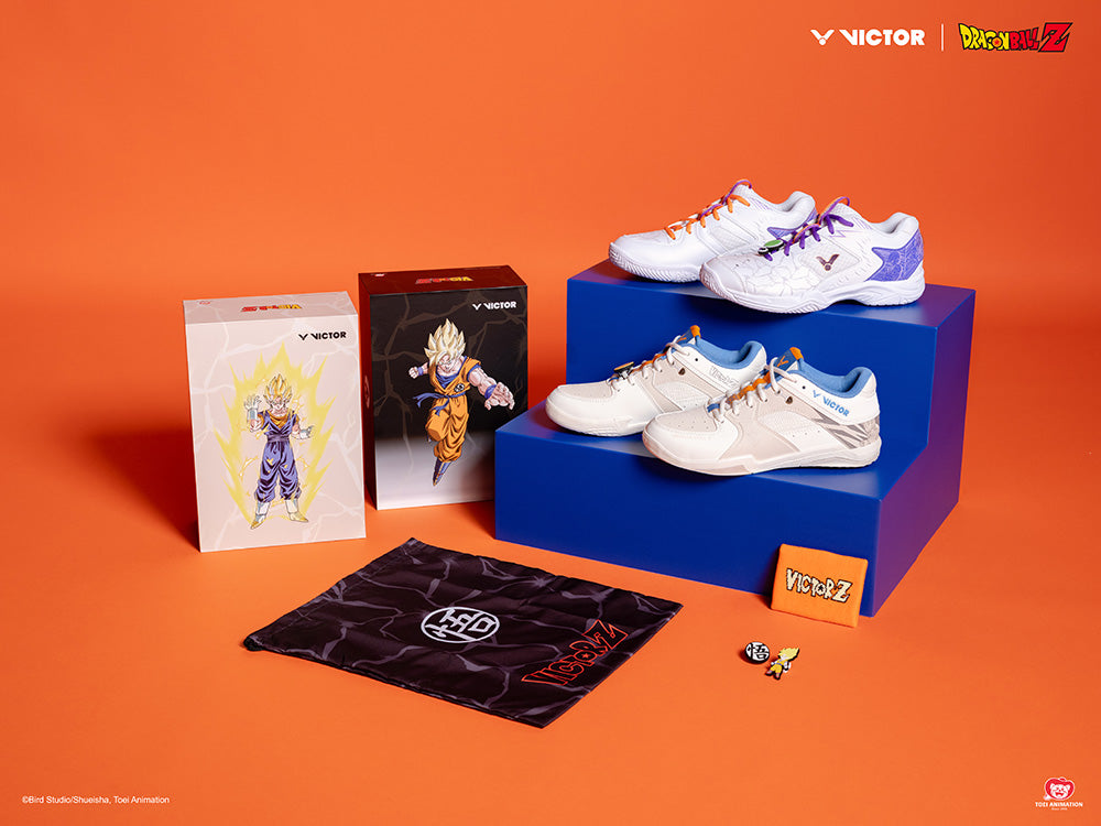 Victor x Dragon Ball Z DBZ Unisex Indoor Court Shoes - Bright White Sneakers for Anime Fans & Basketball Players - Perfect for Cosplay, Gym Workouts & Casual Wear