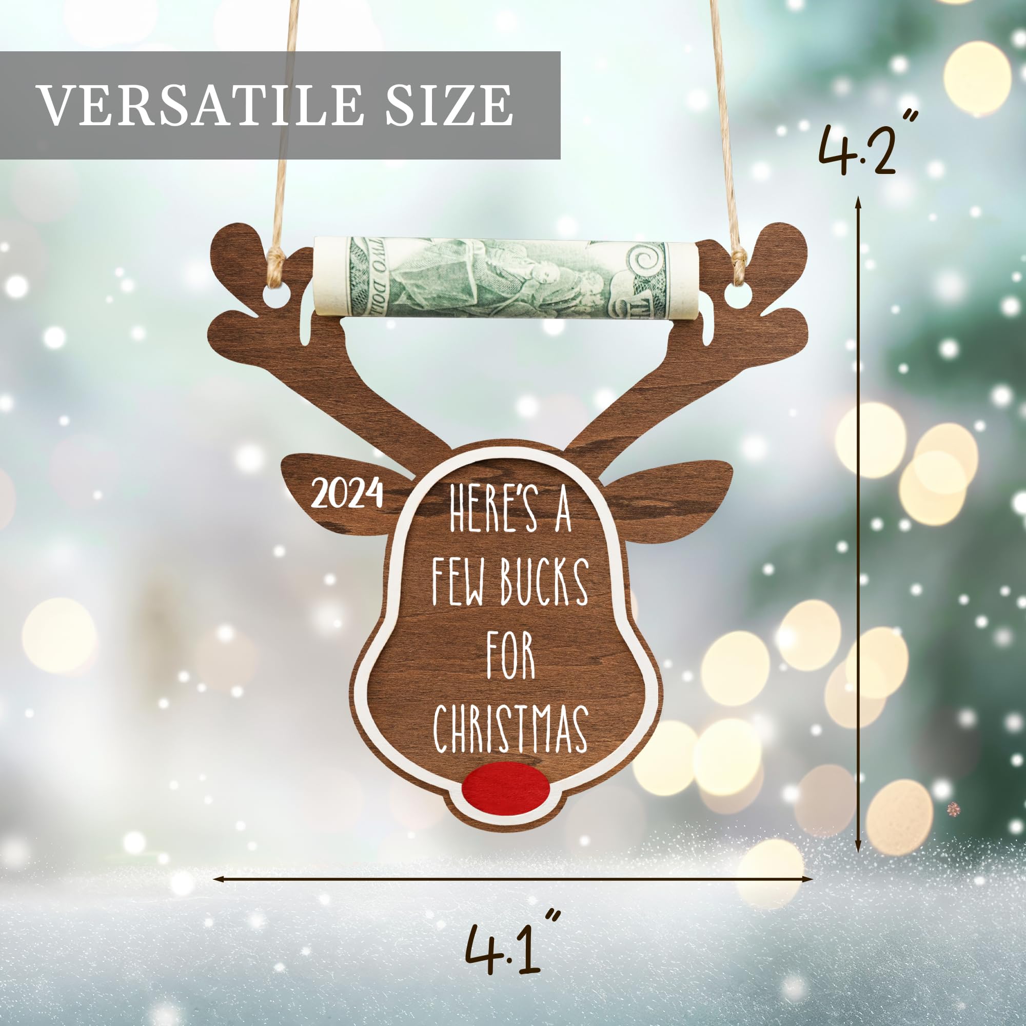 Handcrafted Wooden Christmas Money Holder for Kids - Unique Cash Gift Box for Ages 3-9 - Perfect Stocking Stuffer & Thanksgiving Present (Brown Rudolph Design) - Ideal for Holiday Gifting, Birthday Presents & Special Occasions
