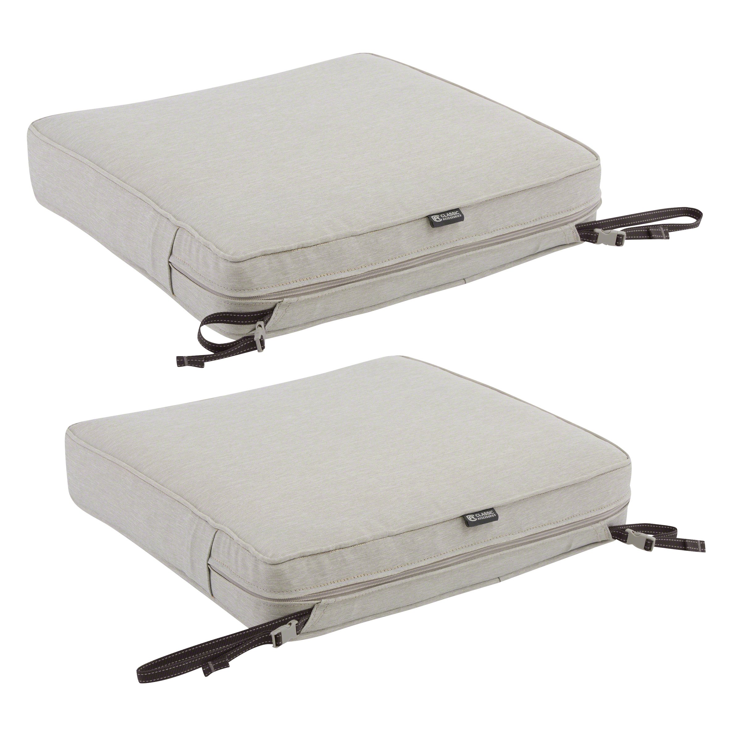 Classic Accessories Montlake Patio FadeSafe Seat Cushion - Grey, 23x21x5 Inches, Weather-Resistant Outdoor Furniture Cushion for Patio Chairs and Loungers