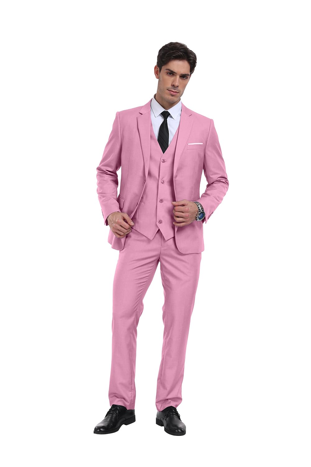 3 Piece Slim Fit Men's Suits for Wedding & Prom | Notch Lapel Tuxedo Jacket, Pants & Vest Set | Formal Groomsmen Attire for Special Occasions