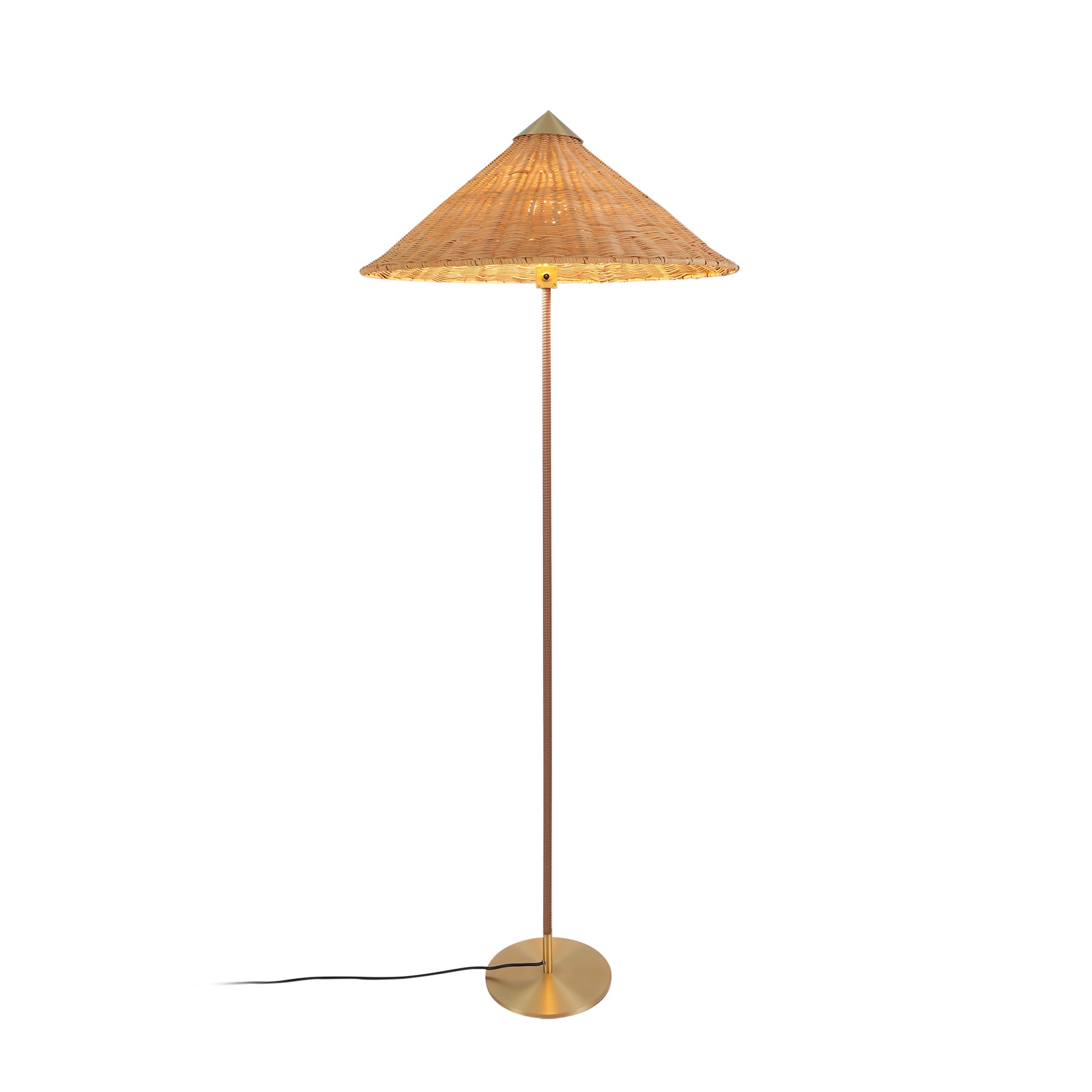 Modern Chinese Hat Floor Lamp - Stylish Rattan Shade for Living Room, Bedroom & Office Decor - Perfect for Cozy Ambiance and Reading Nook Lighting
