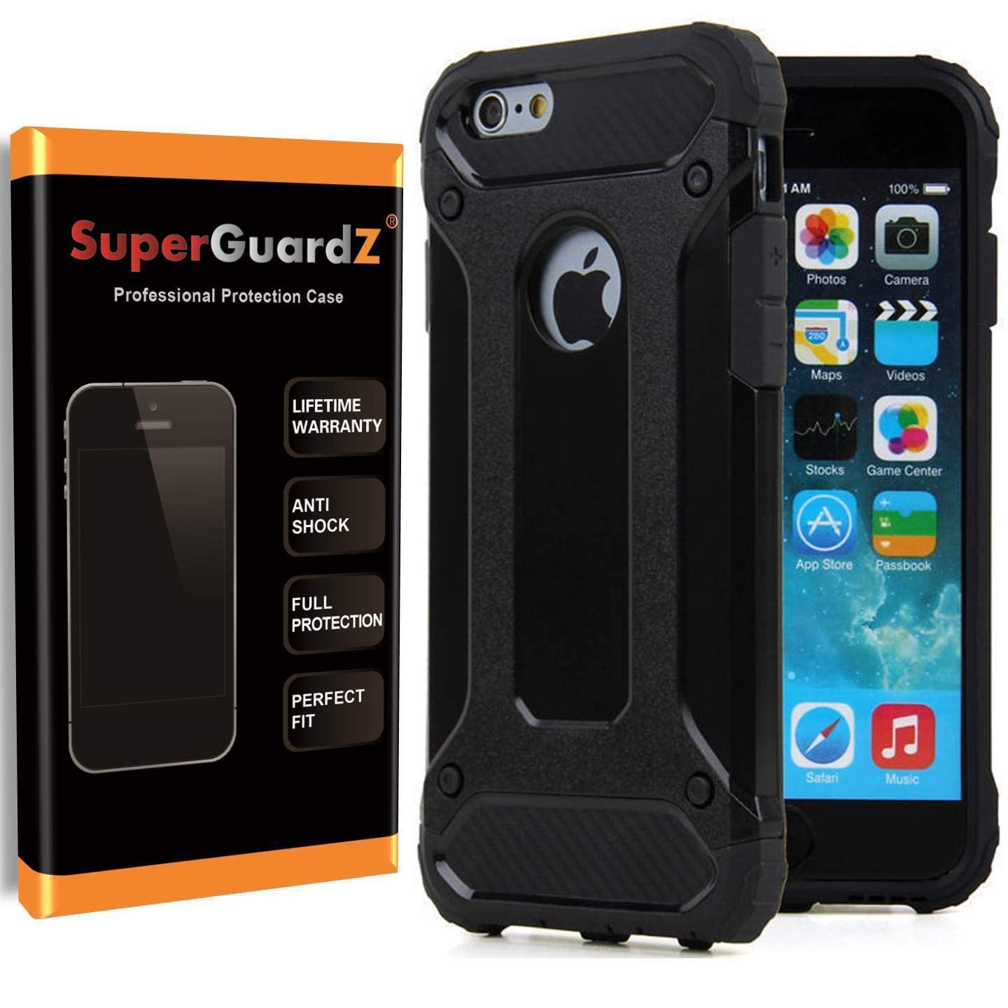 SuperGuardZ Heavy Duty Shockproof Case for iPhone 8 & iPhone 7 - Slim Protective Armor Cover [Black] | Perfect for Outdoor Activities, Work & Daily Protection