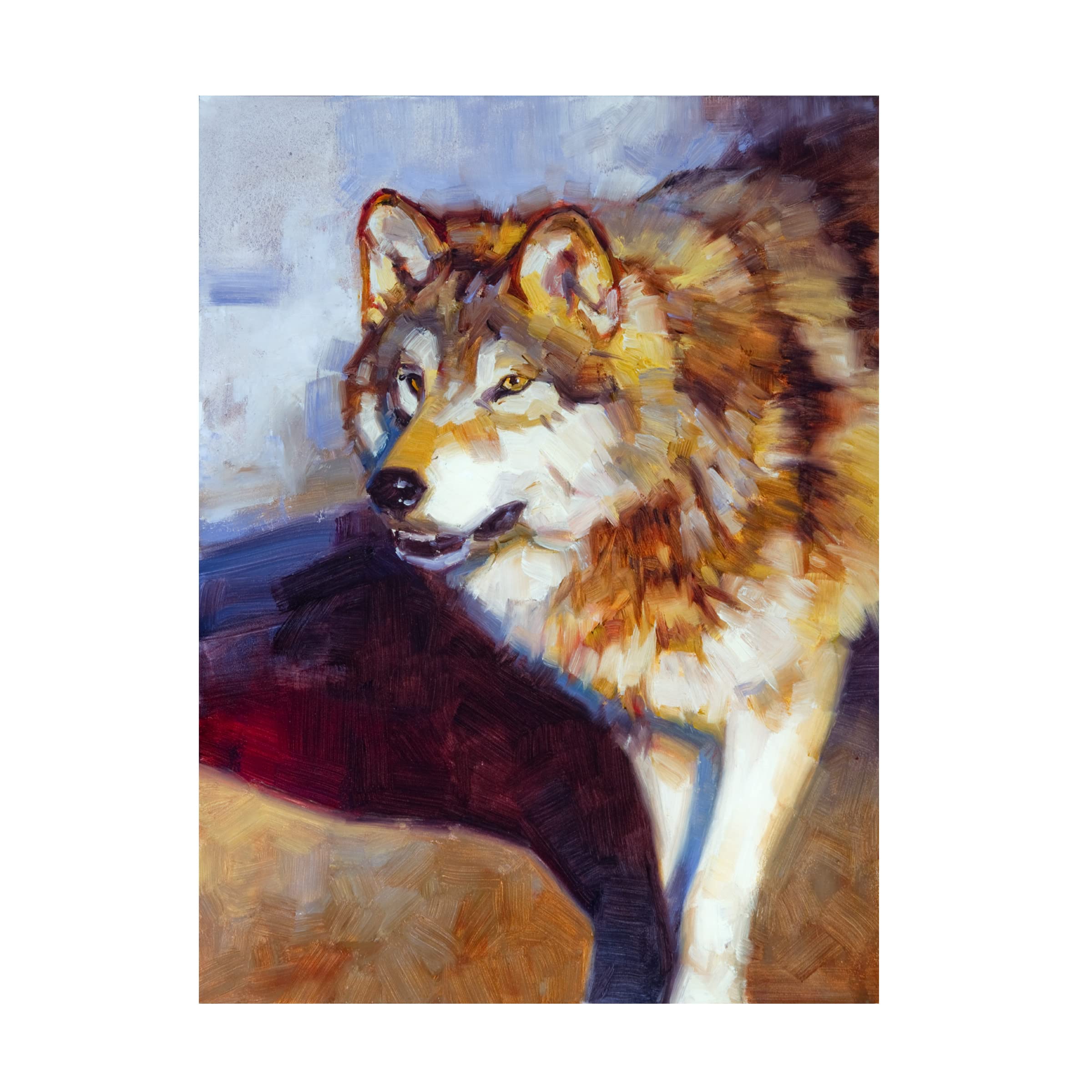 Wolf Study II Canvas Art Print by Julie T Chapman - Wildlife Animal Wall Decor for Living Room, Bedroom & Office