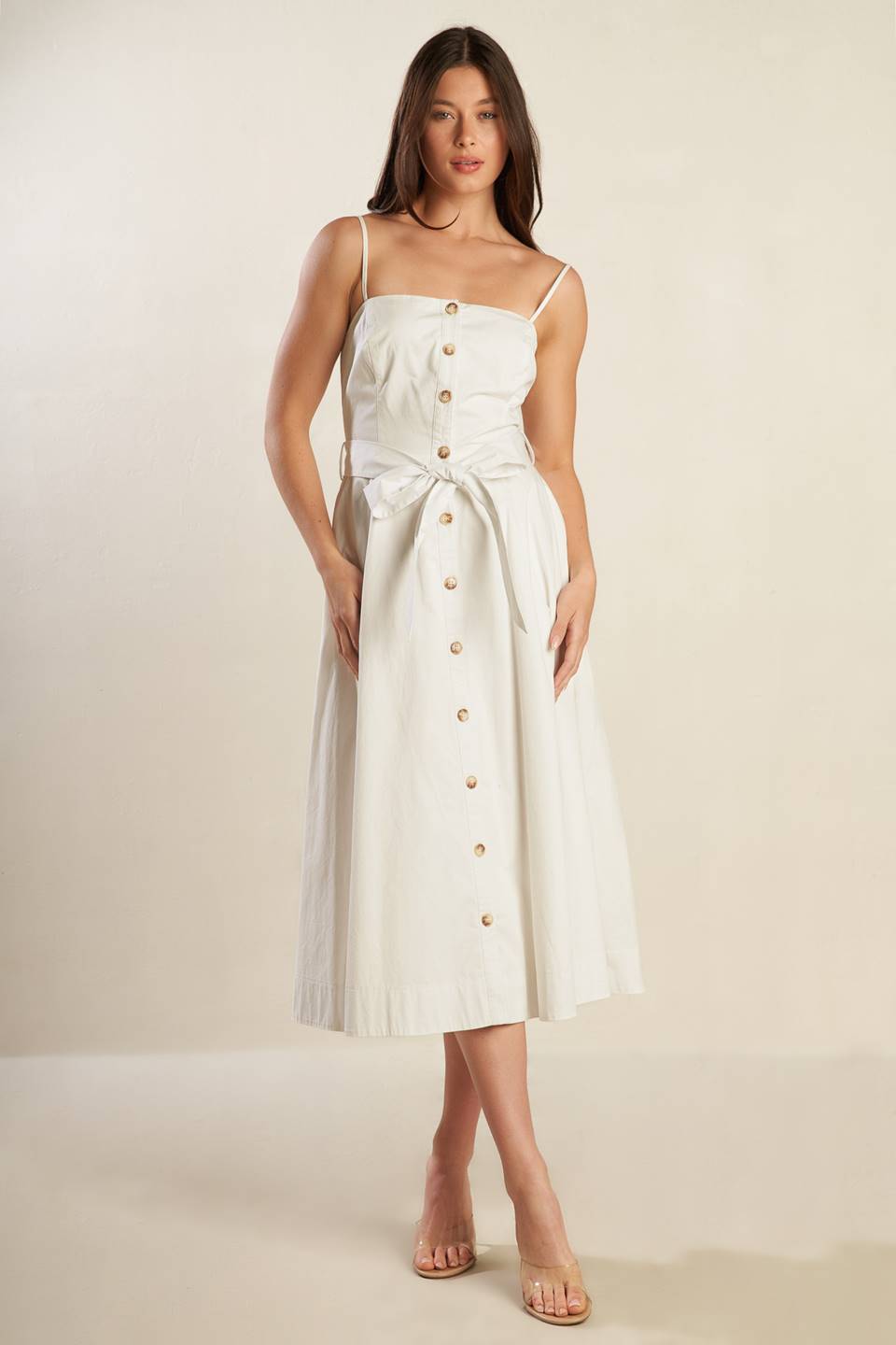 White Woven Midi Dress - Flowy Boho Summer Dress for Women | Perfect for Beach, Picnic & Outdoor Events