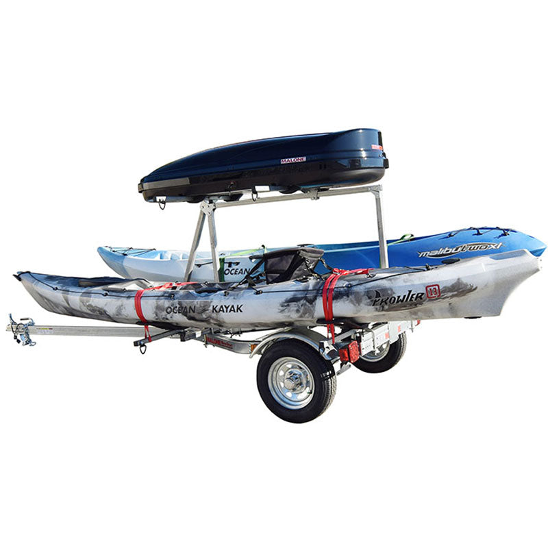 Malone MicroSport LowBed 2 Boat Trailer with 2nd Tier - Premium Aluminum Kayak & Canoe Carrier for Easy Transport | Perfect for Road Trips & Water Adventures