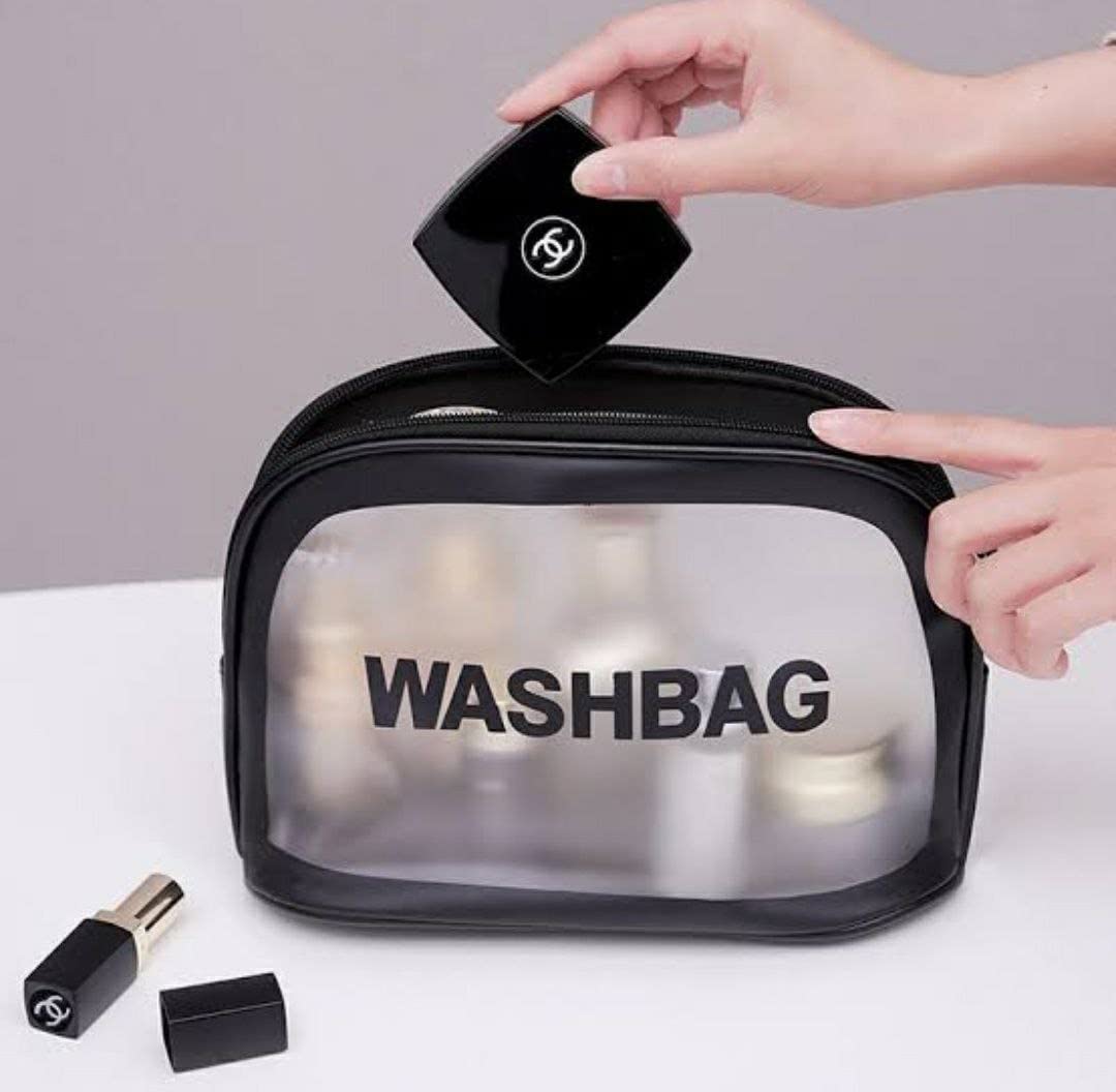 CherryBox Waterproof PU Leather Makeup Bag for Women & Girls - Travel Cosmetic Organizer with Zipper, Cute Toiletry Pouch (Small, Black) - Perfect for Travel, Gym, Daily Use & Gift Giving