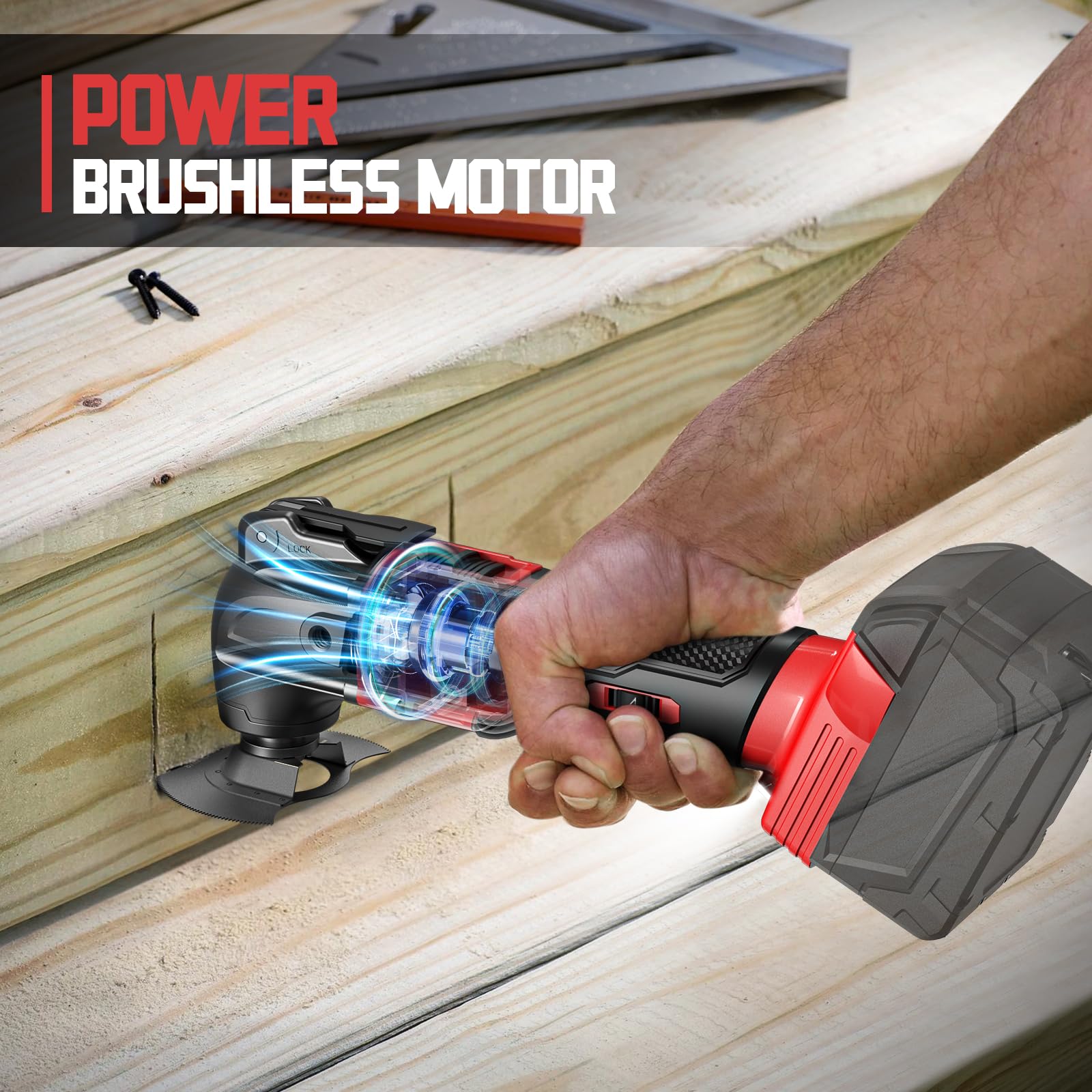 18V Cordless Oscillating Multi-Tool - Milwaukee Battery Compatible (Battery Not Included) | Brushless Motor with Auxiliary Handle for Wood Cutting, Sanding & Scraping | Perfect for DIY Projects, Home Renovations & Professional Construction Work