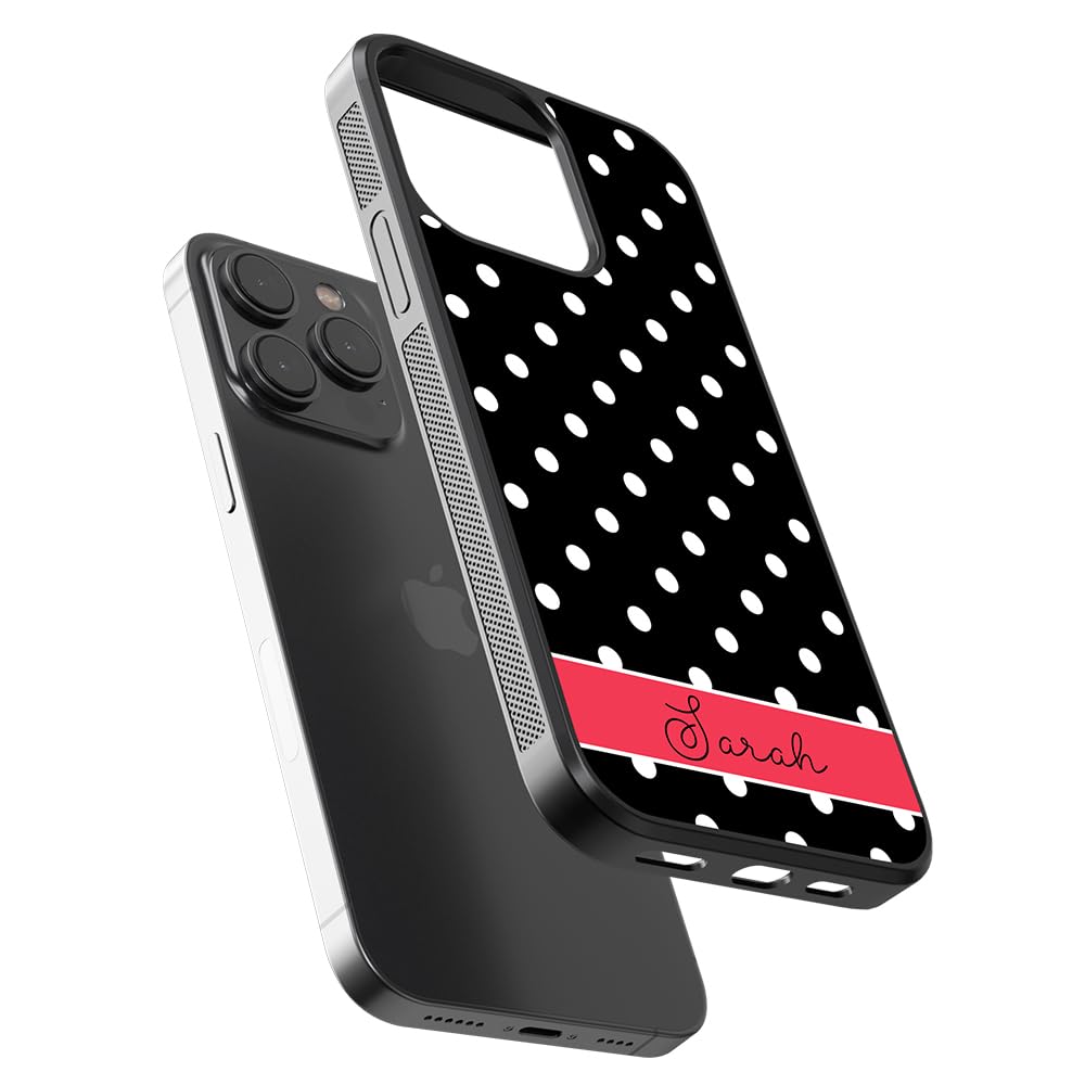 Custom Polka Dot Black White Red Rubber Phone Case for Apple iPhone 16/15/14/13/12 Pro Max Plus & 11/X/8/7 Plus - Durable Protective Cover for Everyday Use, Work & Travel
