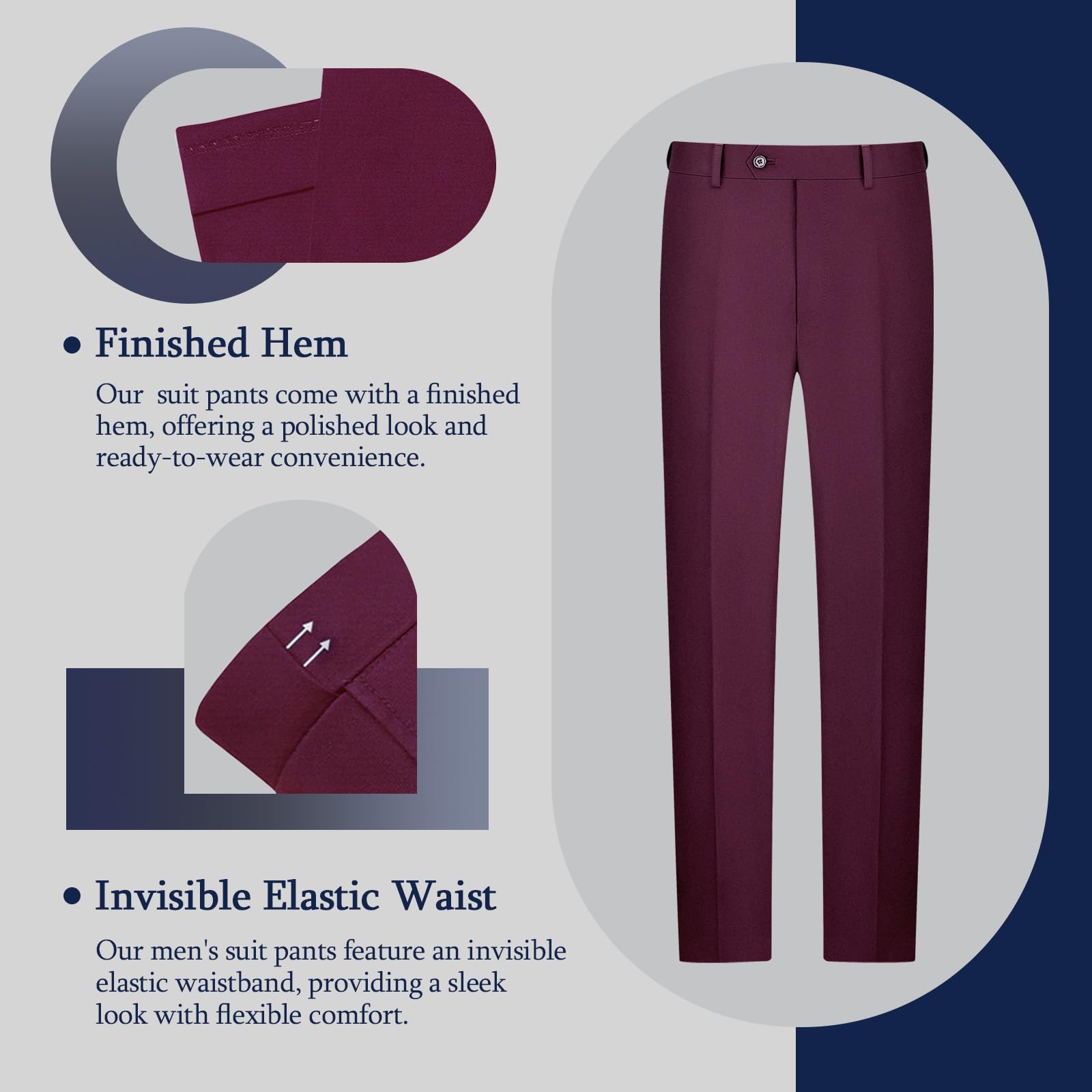 LUPURTY Slim Fit Men's 3-Piece Suit Set - 2 Button Formal Business Suit with Jacket, Vest & Pants - Perfect for Weddings, Office & Special Occasions
