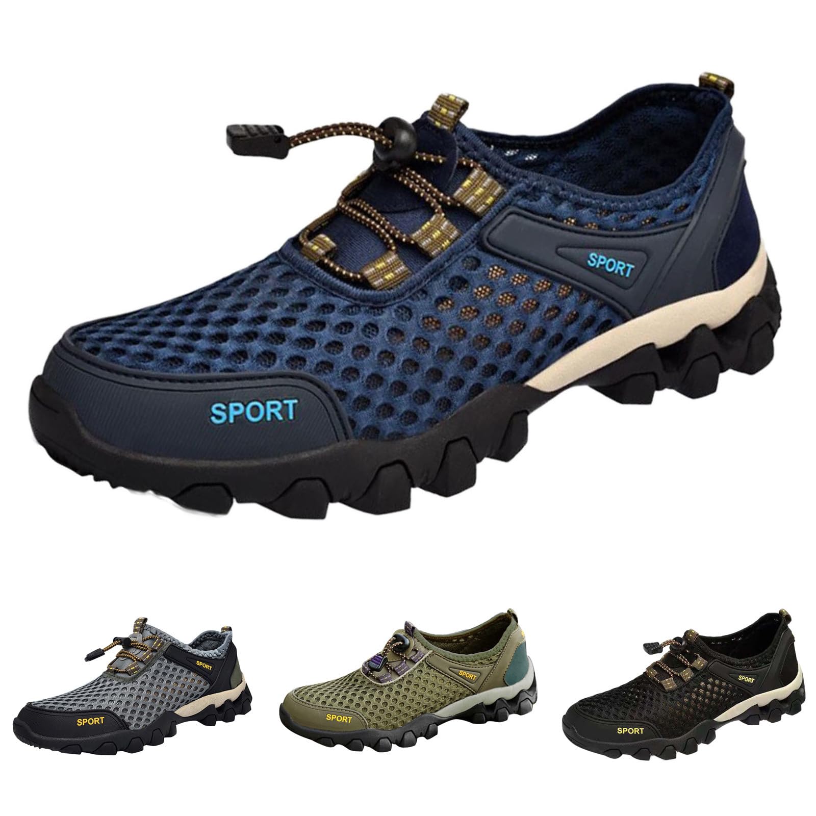 Men's Breathable Waterproof Hiking Shoes - Non-Slip Lightweight Trekking Shoes for Wide Feet | Summer Outdoor Climbing & Sports Activities | Perfect for Mountain Trails, Camping and Backpacking Adventures