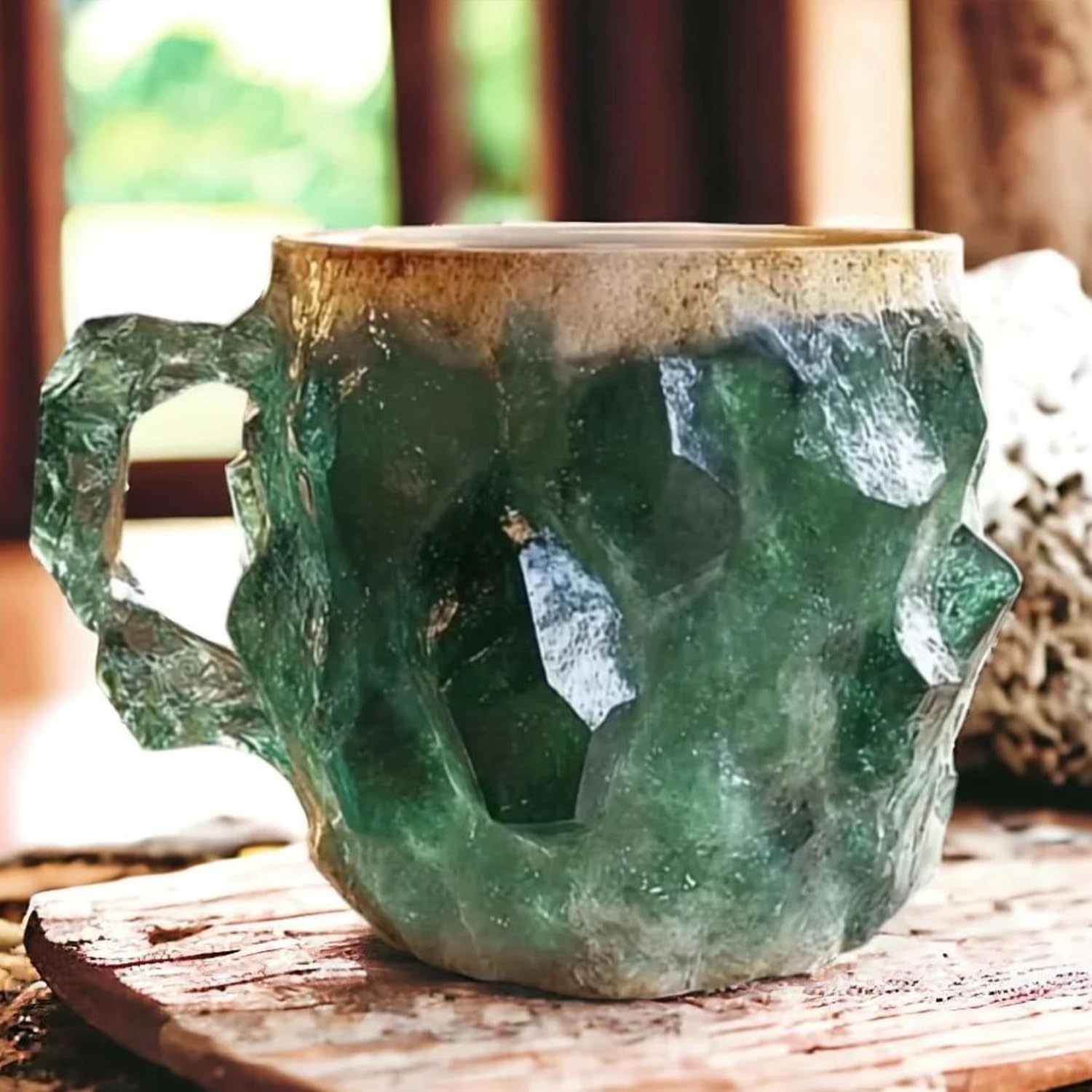 Premium Mineral Crystal Coffee Mugs - Handcrafted Blue Crystal Glass Coffee Cups with Unique Mineral Patterns - Perfect for Christmas Gifts, Home Decor & Daily Coffee Enjoyment