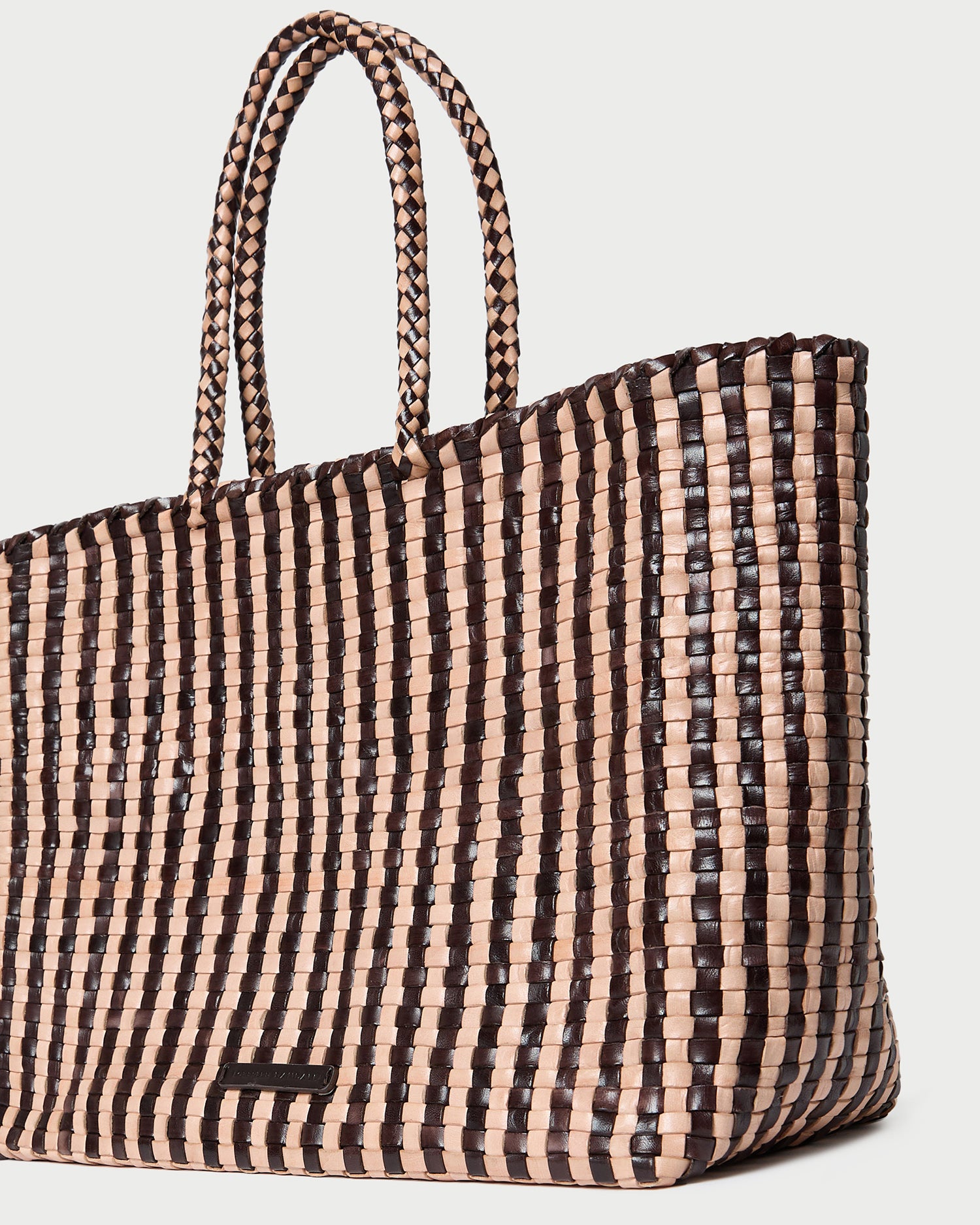 Klara Chocolate & Sand Woven Tote Bag - Stylish Eco-Friendly Beach Tote for Women | Perfect for Shopping, Travel & Summer Outings