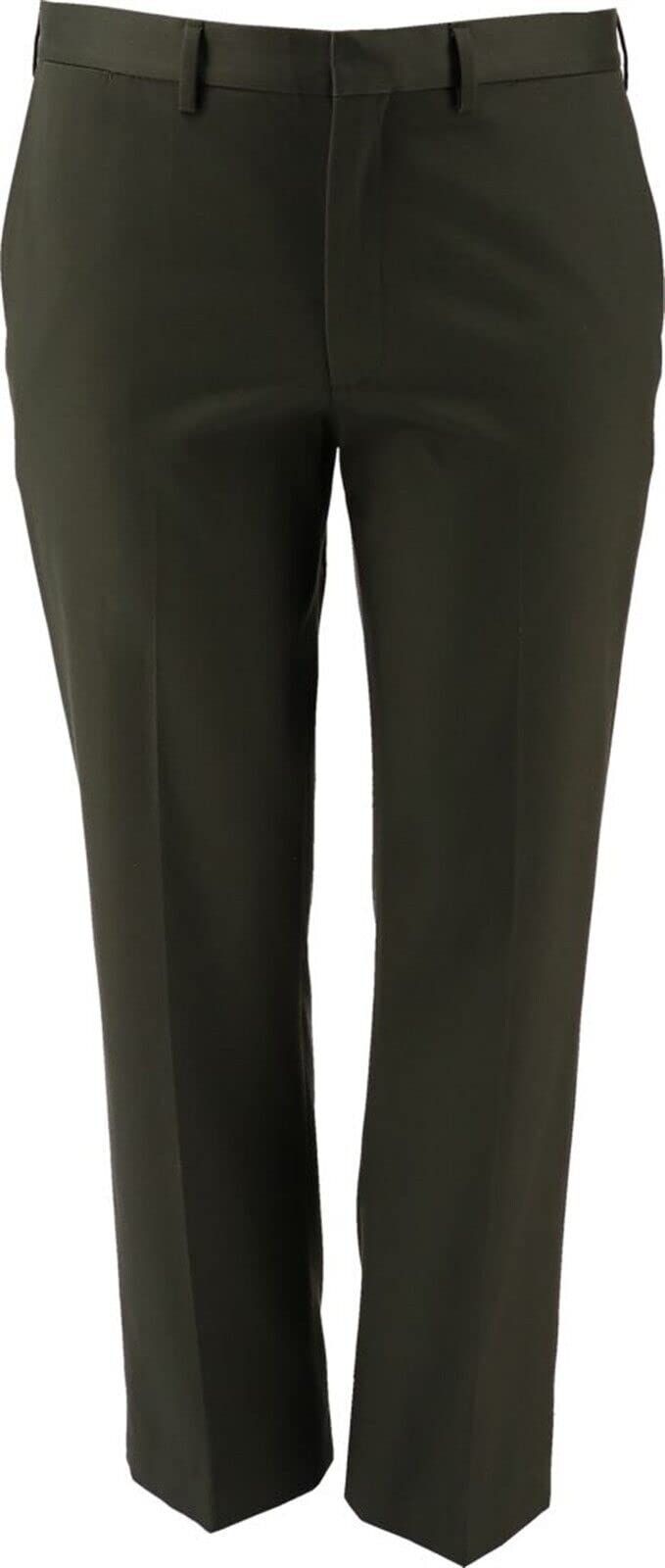 Traditional Fit No Iron Twill Dress Pants for Men - Olive Green Size 31 - Office Wear & Business Casual Attire