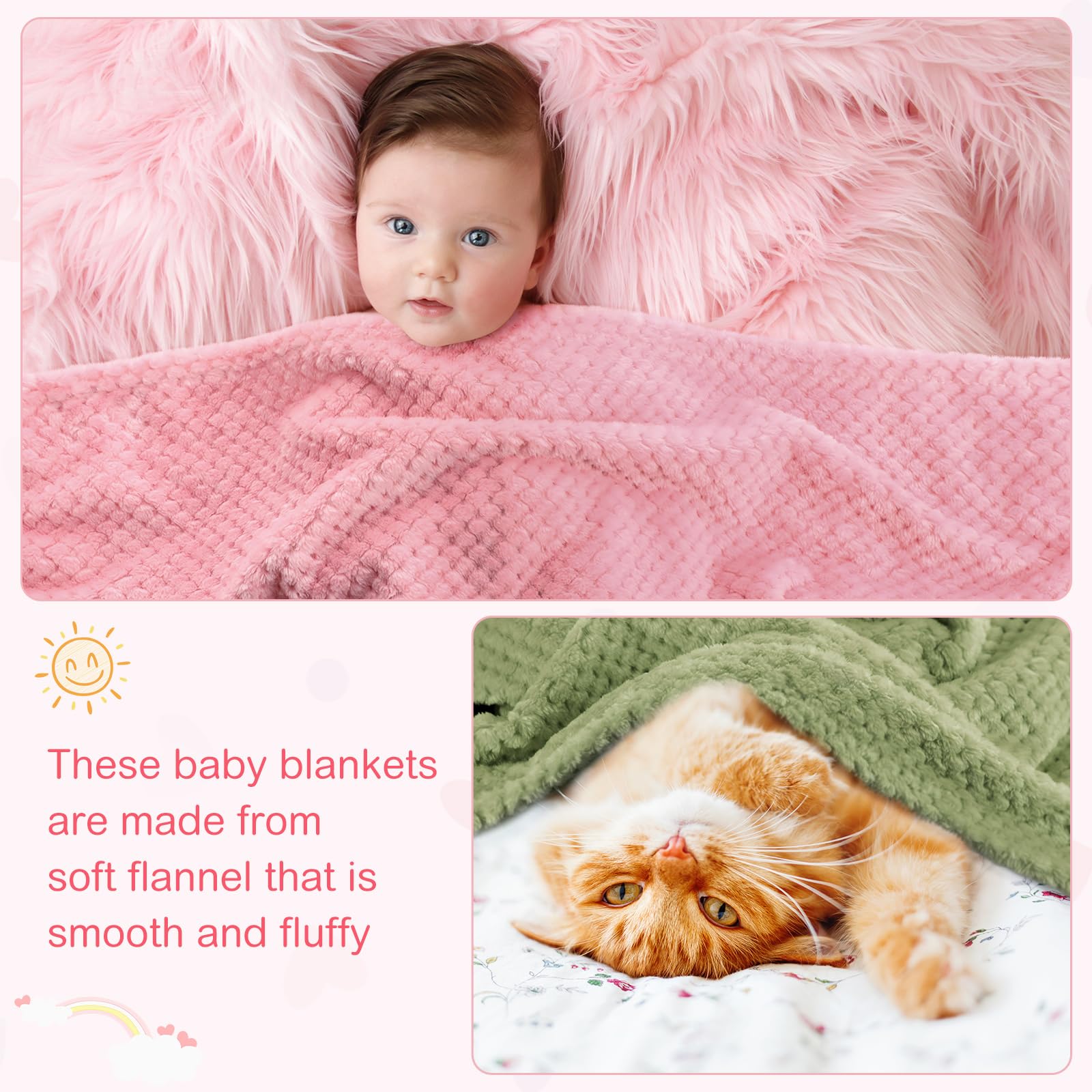 **Newwiee 15-Pack Baby Flannel Blankets 30x40 Inches - Ultra Soft & Warm Swaddle Blankets for Newborns, Toddlers, Nursery, Crib, Stroller & Hospital Use - Cozy Receiving Blankets for Baby Shower Gifts**    *(Perfect for Snuggling, Swaddling, Stroller Trips & Nursery Decor)*