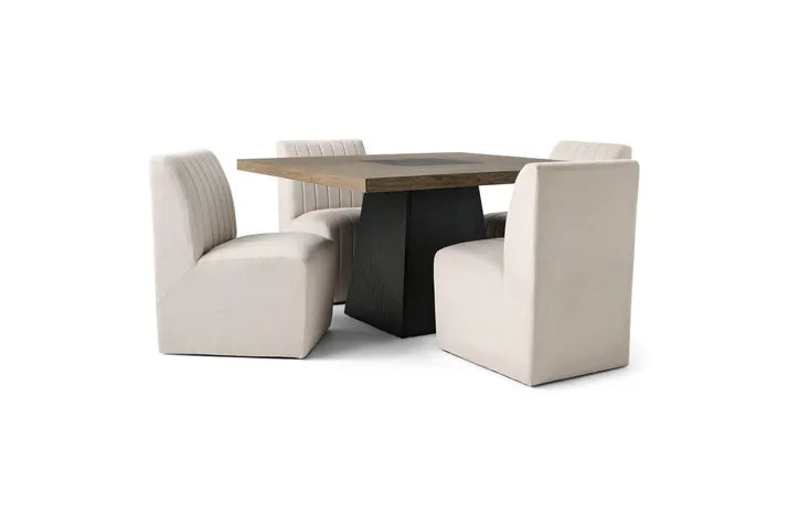 Jessica 54 Square Dining Bench Set - 5 Piece Modern Kitchen Table & Chairs for Small Spaces - Perfect for Breakfast Nook, Apartment Dining, and Cozy Family Gatherings