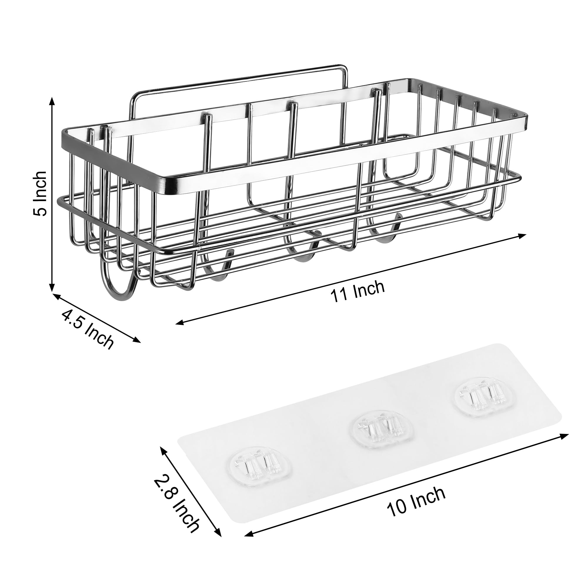 Gudroom Stainless Steel Self-Adhesive Shampoo Holder Wall Rack - Easy Installation Bathroom Organizer for Shampoo, Soap & Cream Bottles - Perfect for Shower, Bathtub & Spa Organization