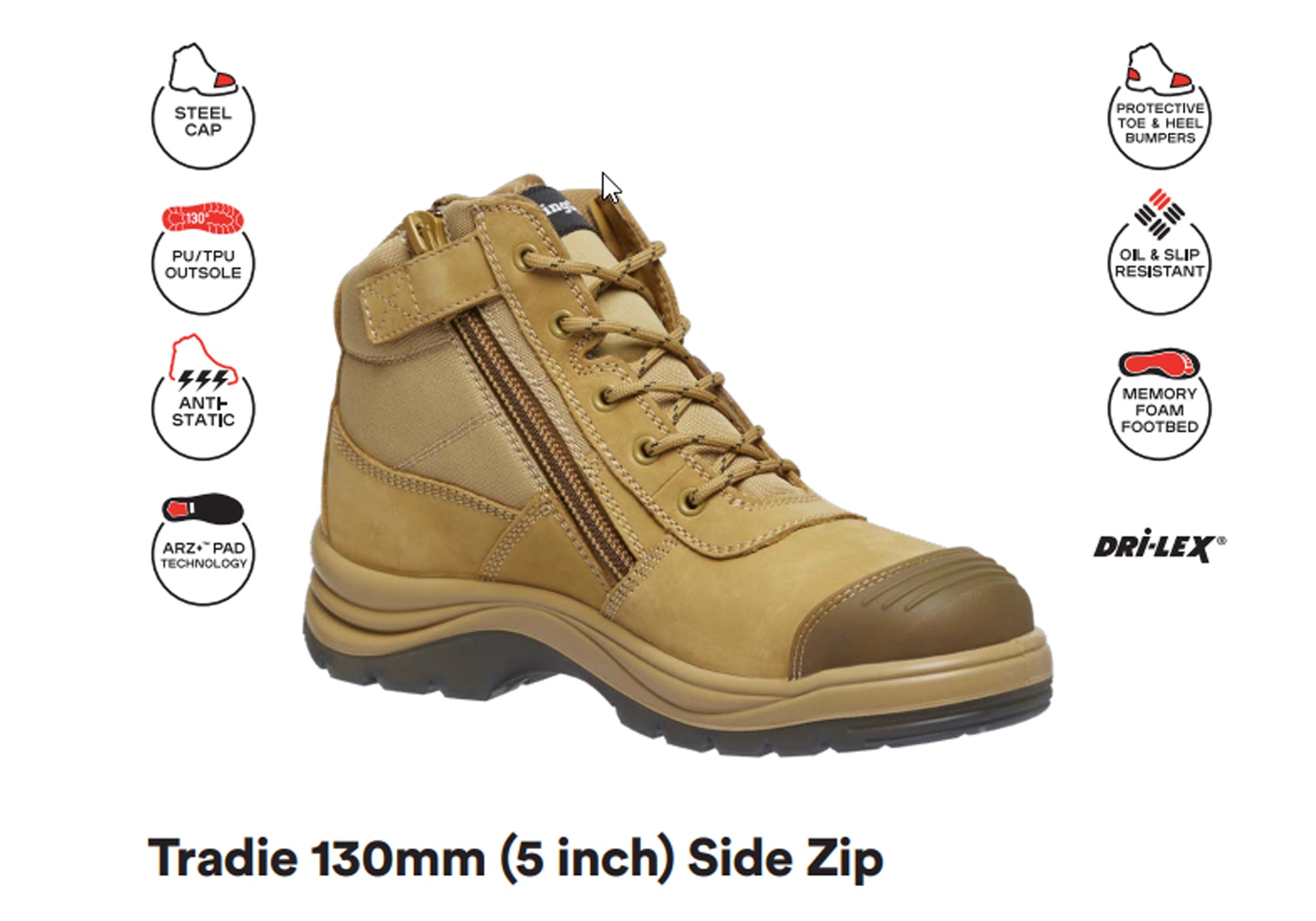 KingGee Men's Steel Toe Work Boots - Safety Boots for Construction, Industrial & Outdoor Work - Durable Tradie Boots with Steel Cap Toe Protection