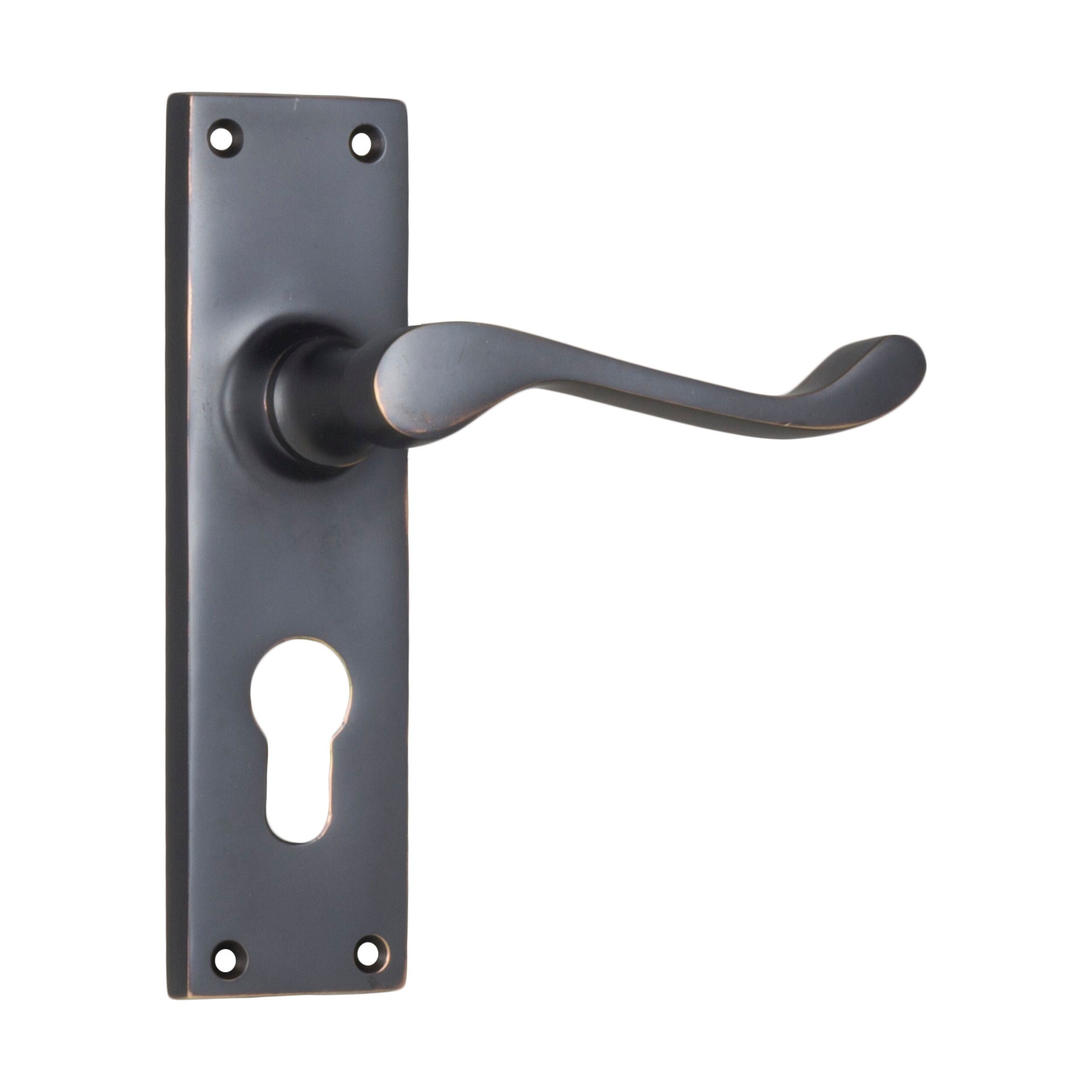 Victorian Style Euro Door Lever Set - Antique Copper Finish - H152xW42xP59mm - Perfect for Historic Home Restoration & Vintage Interior Design