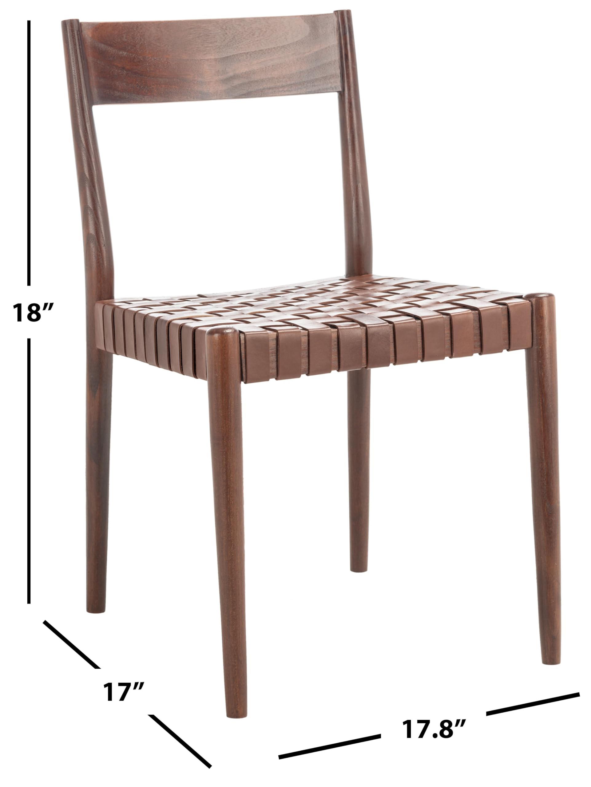 SAFAVIEH Eluned Woven Leather Accent Chair - Set of 2, Cognac Brown Dining Chairs for Living Room, Kitchen & Office | Modern Home Decor Furniture DCH1201A-SET2