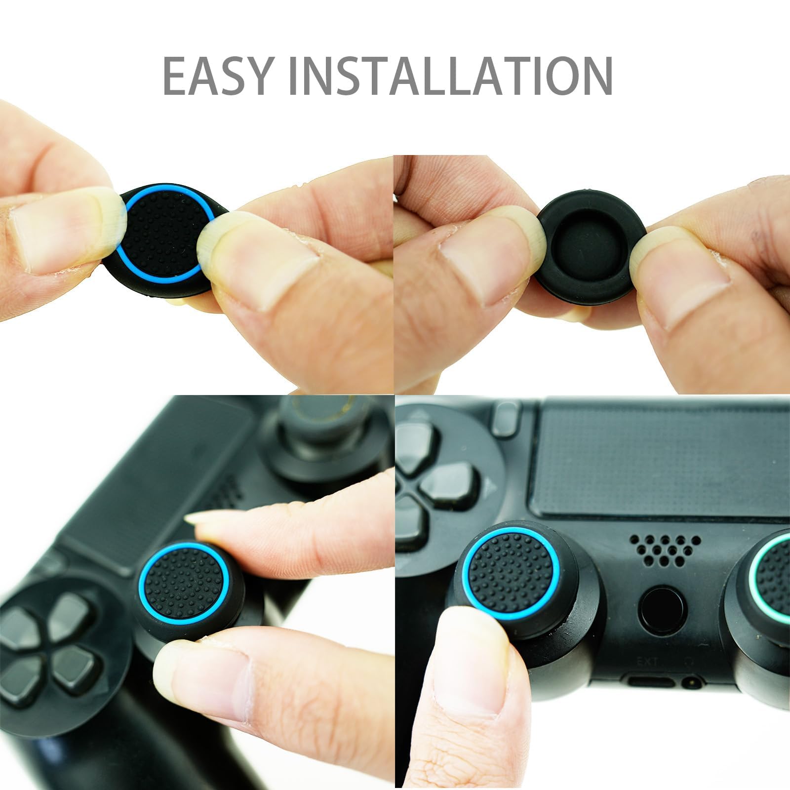 24PCS Non-Slip Silicone Analog Joystick Thumb Grip Caps for PS5, PS4, PS3, PS2, Xbox Series X/S, Xbox One, Xbox 360 & Nintendo Switch Pro Controller - Black & White - Enhance Gaming Comfort & Precision for Long Play Sessions