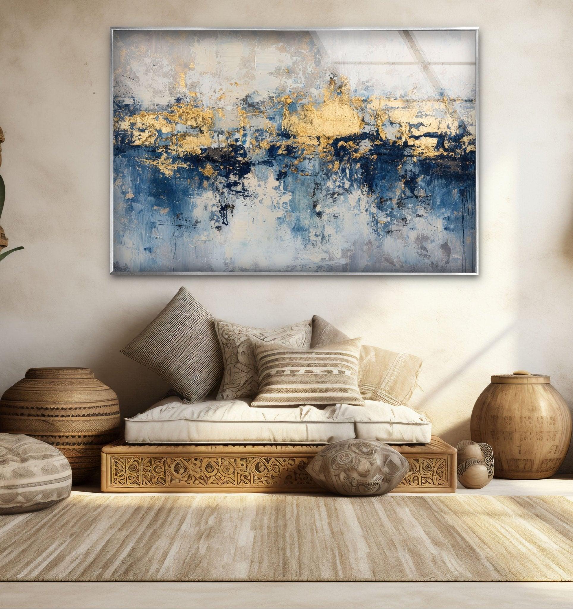 Abstract Earth Tone Glass Wall Art - Handmade Modern Home Decor for Living Room, Bedroom & Office