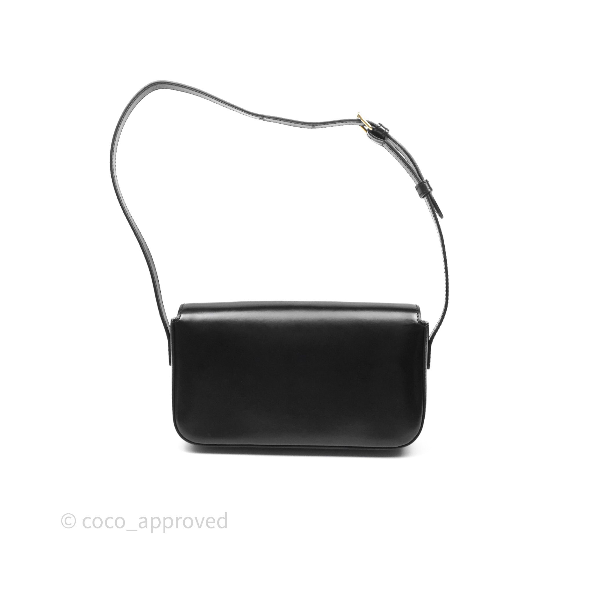 Celine Triomphe Shoulder Bag in Black Calfskin Leather - Luxury Designer Handbag for Women, Perfect for Work, Travel & Evening Events