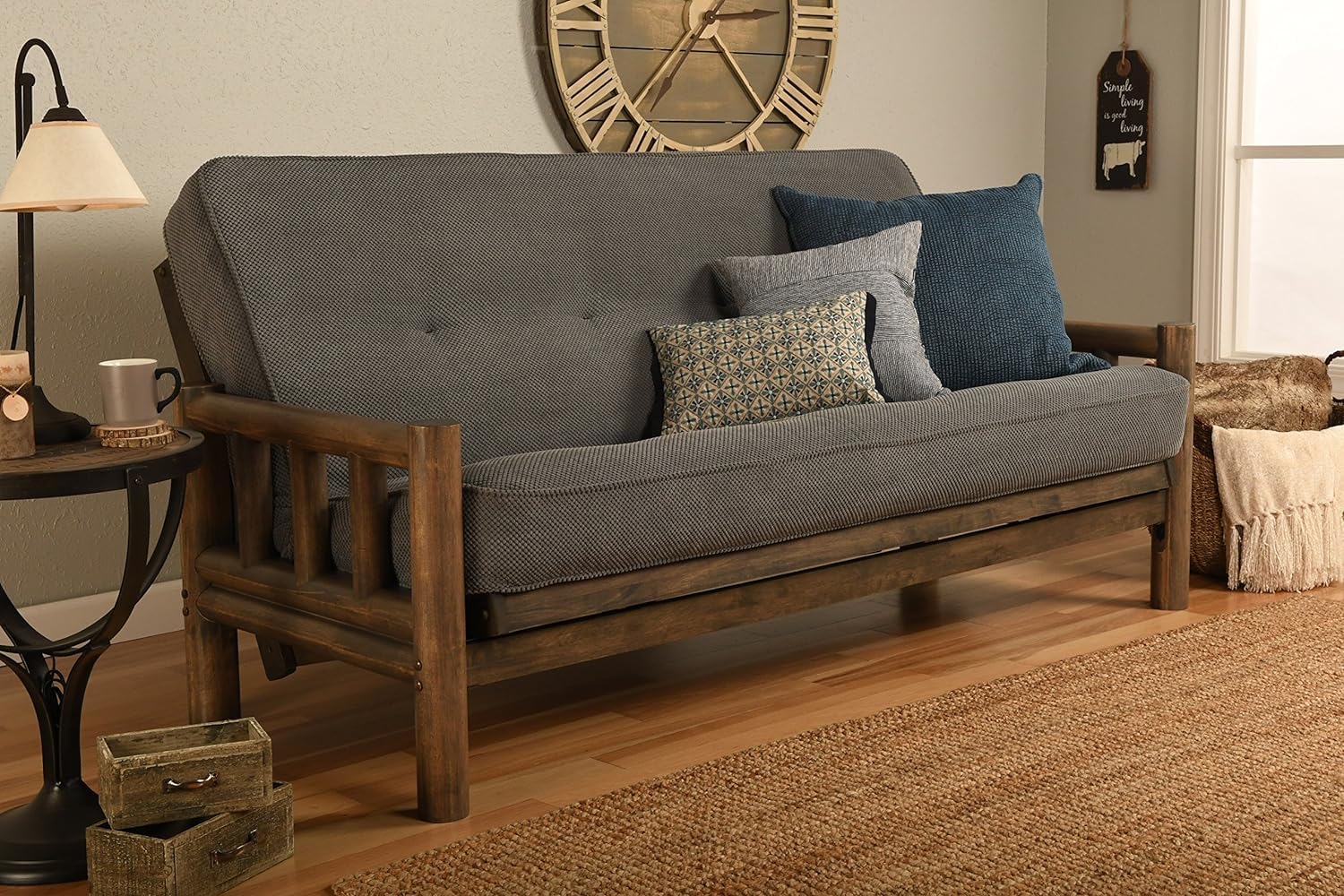 Queen Size Plush Futon Cover - Zippered Slipcover for 6-8 Inch Mattresses (Thunder) | Soft & Durable Sofa Bed Protector | Perfect for Guest Rooms, Dorms & Small Spaces