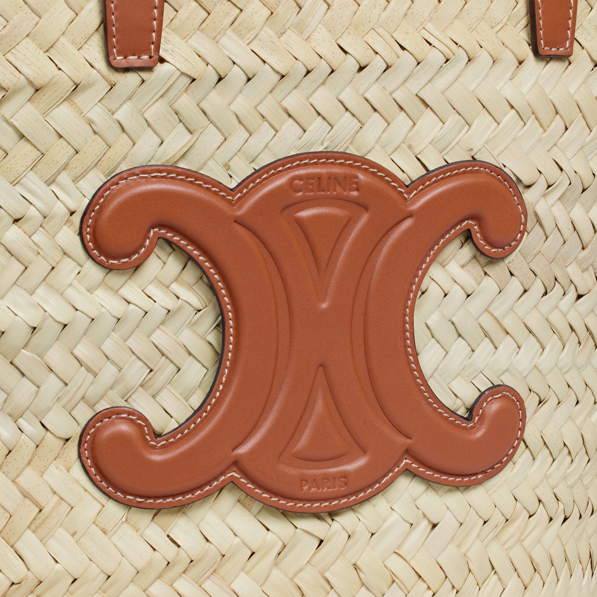 CELINE Medium Classic Panier Bag in Palm Leaves and Calfskin Leather - Luxury Designer Handbag for Women, Perfect for Work, Travel & Everyday Use