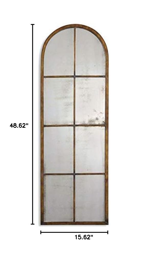 BOWERY HILL Contemporary Arched Mirror in Maple Brown - Elegant Wall Decor for Living Room, Bedroom & Entryway